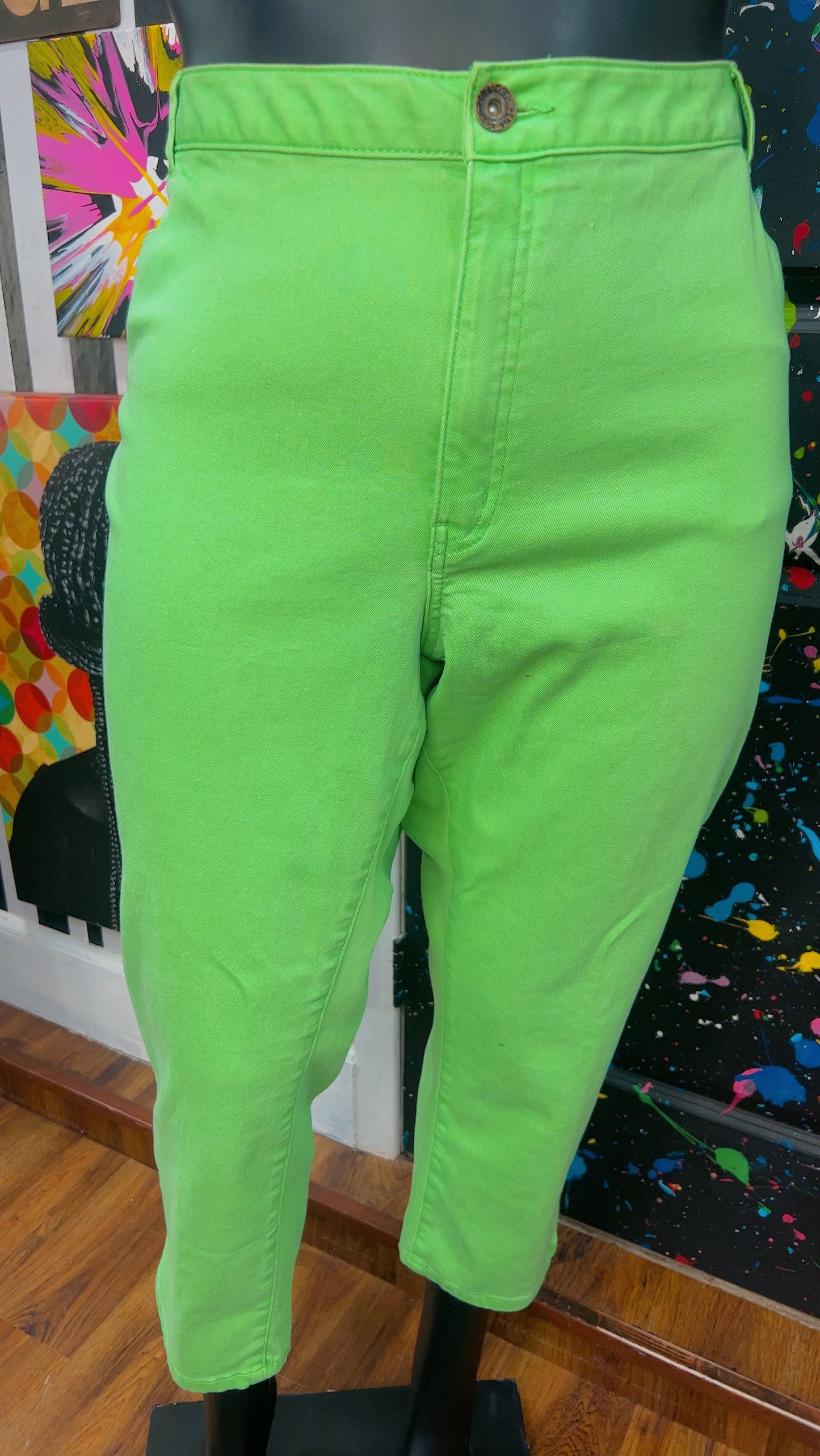Vintage Green Jeans -Does Stretch (24W)