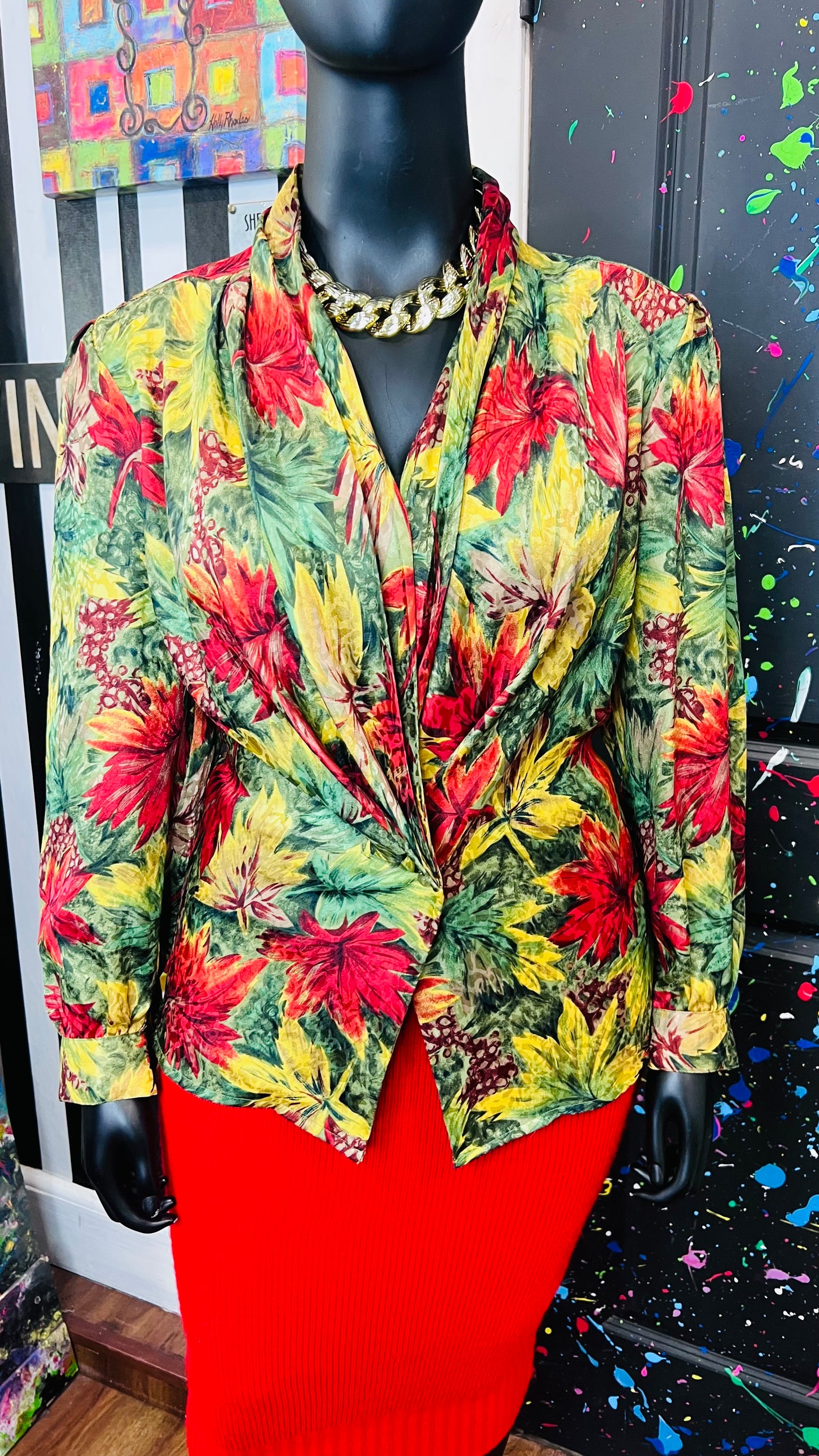 Vintage Floral Two Button Blazer (18W)
