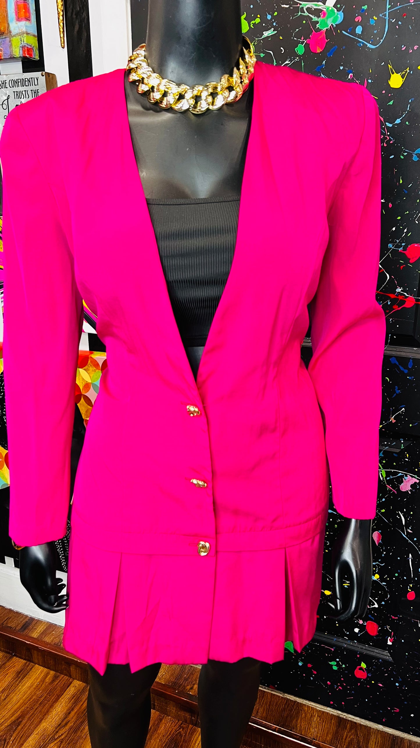 Vintage Pink Pleated Bottom Dress (15/16)
