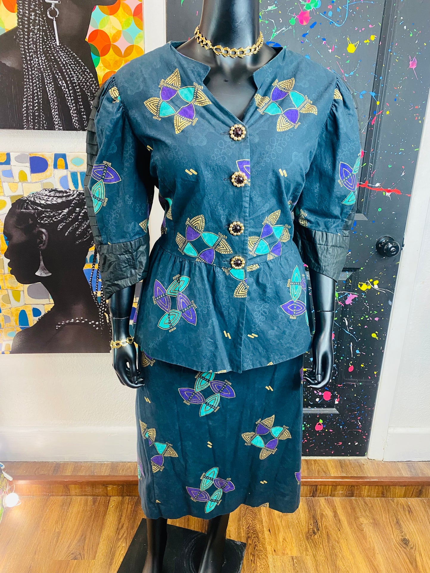 Vintage Elaine Morrison 2 piece Skirt Set
