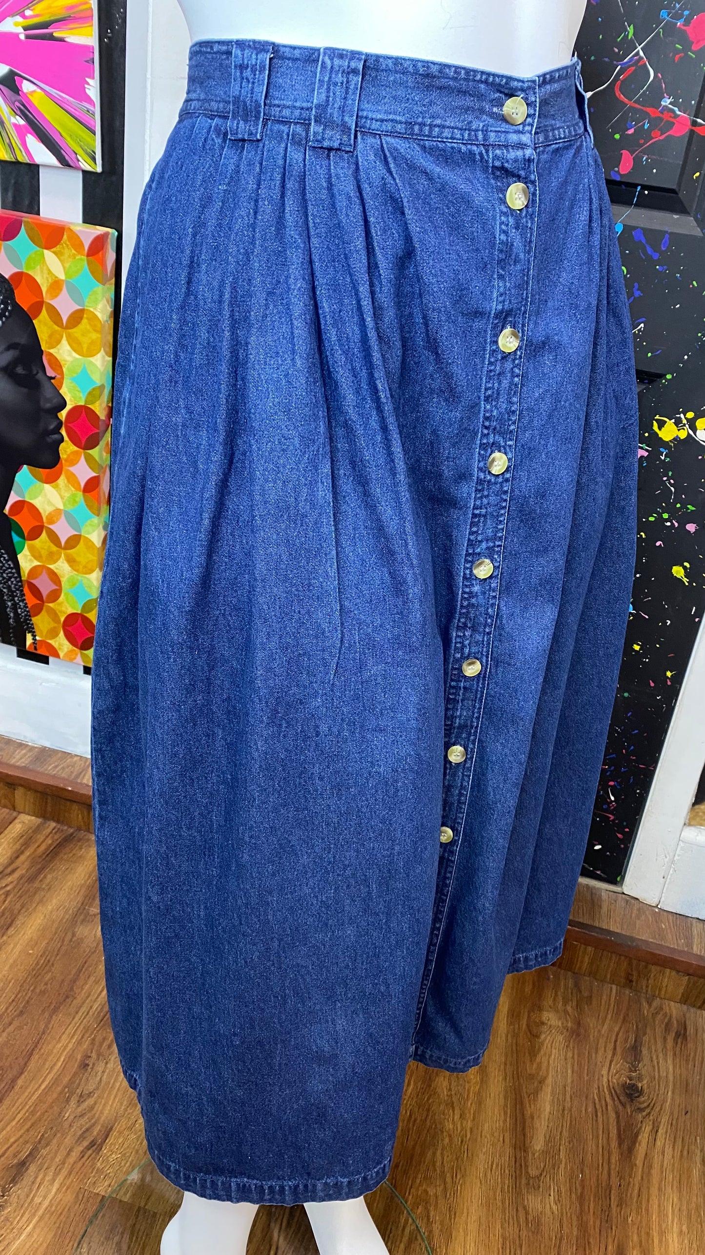 Vintage Denim Button Down Skirt (20W)