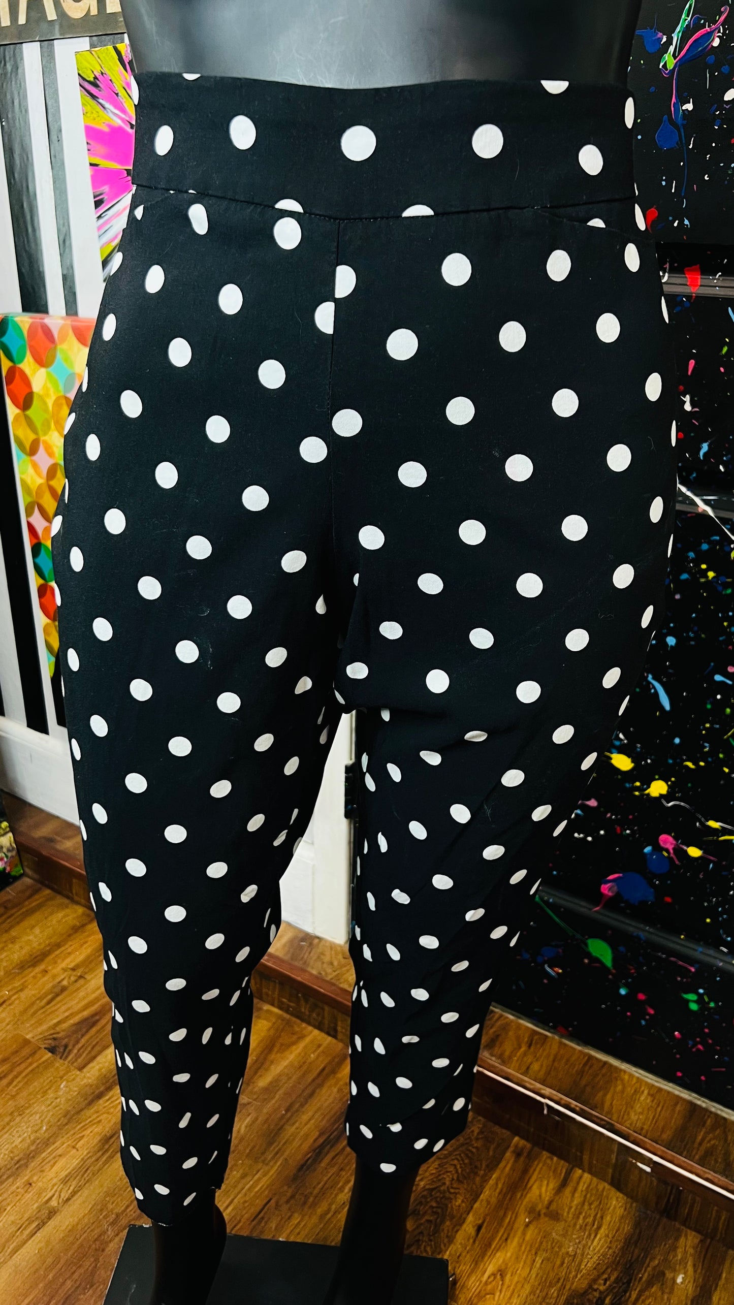 Black & White Polka Dot Stretch Pants (20W)