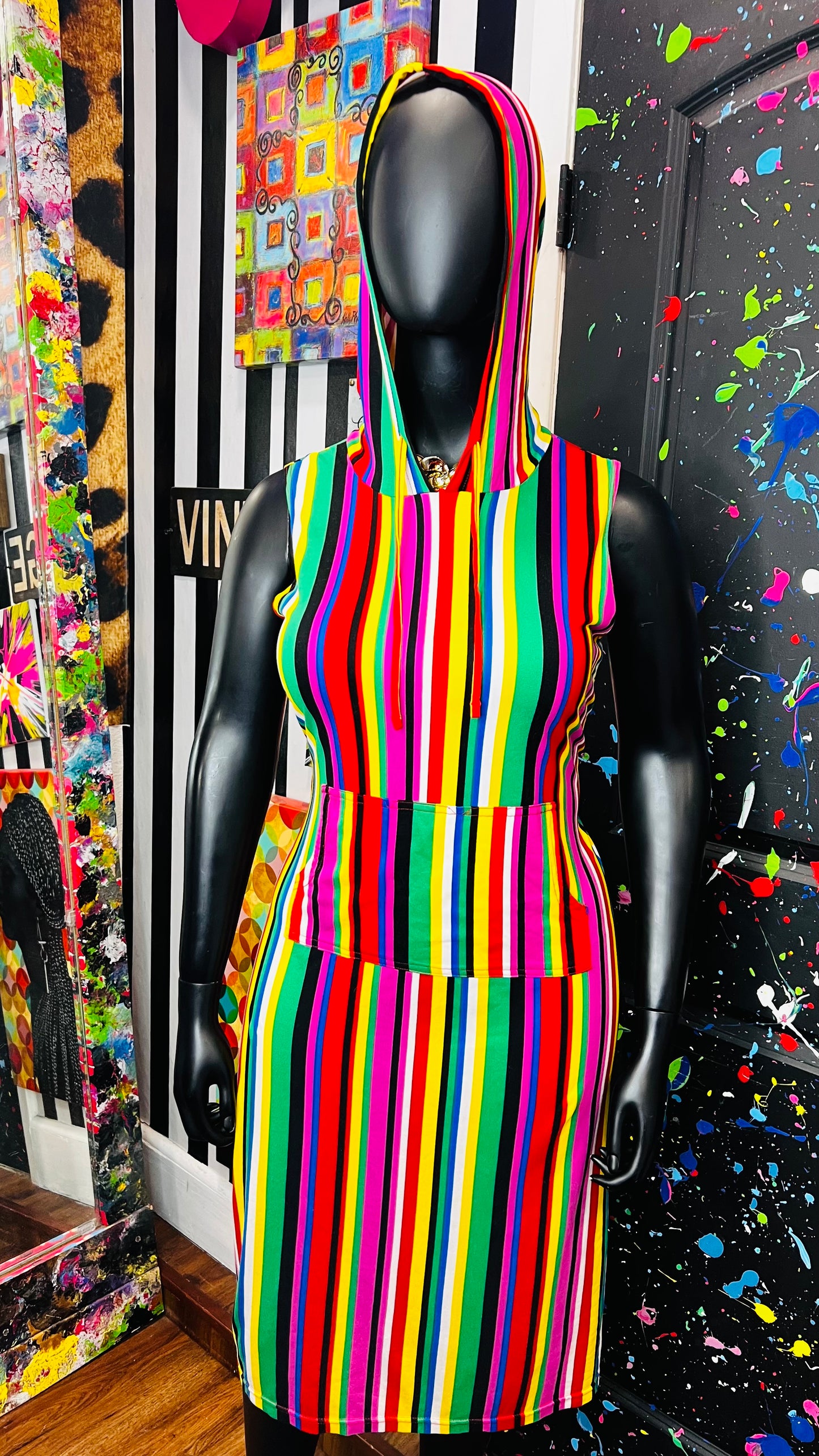 Striped Cotton Hooded Dress (16/18)