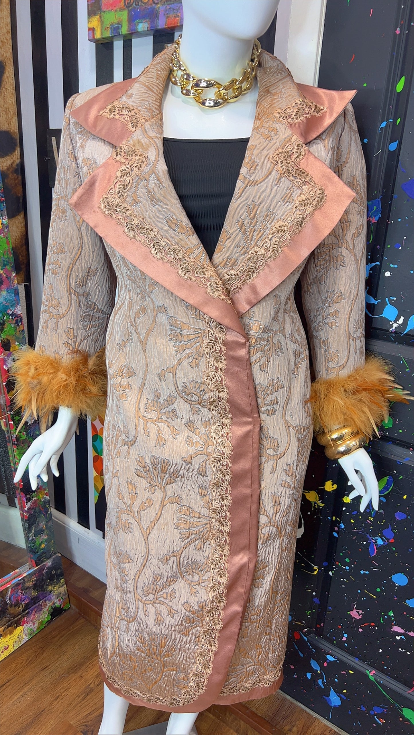 Vintage Long Statement Couture Blazer w/ Faux Fur (16)