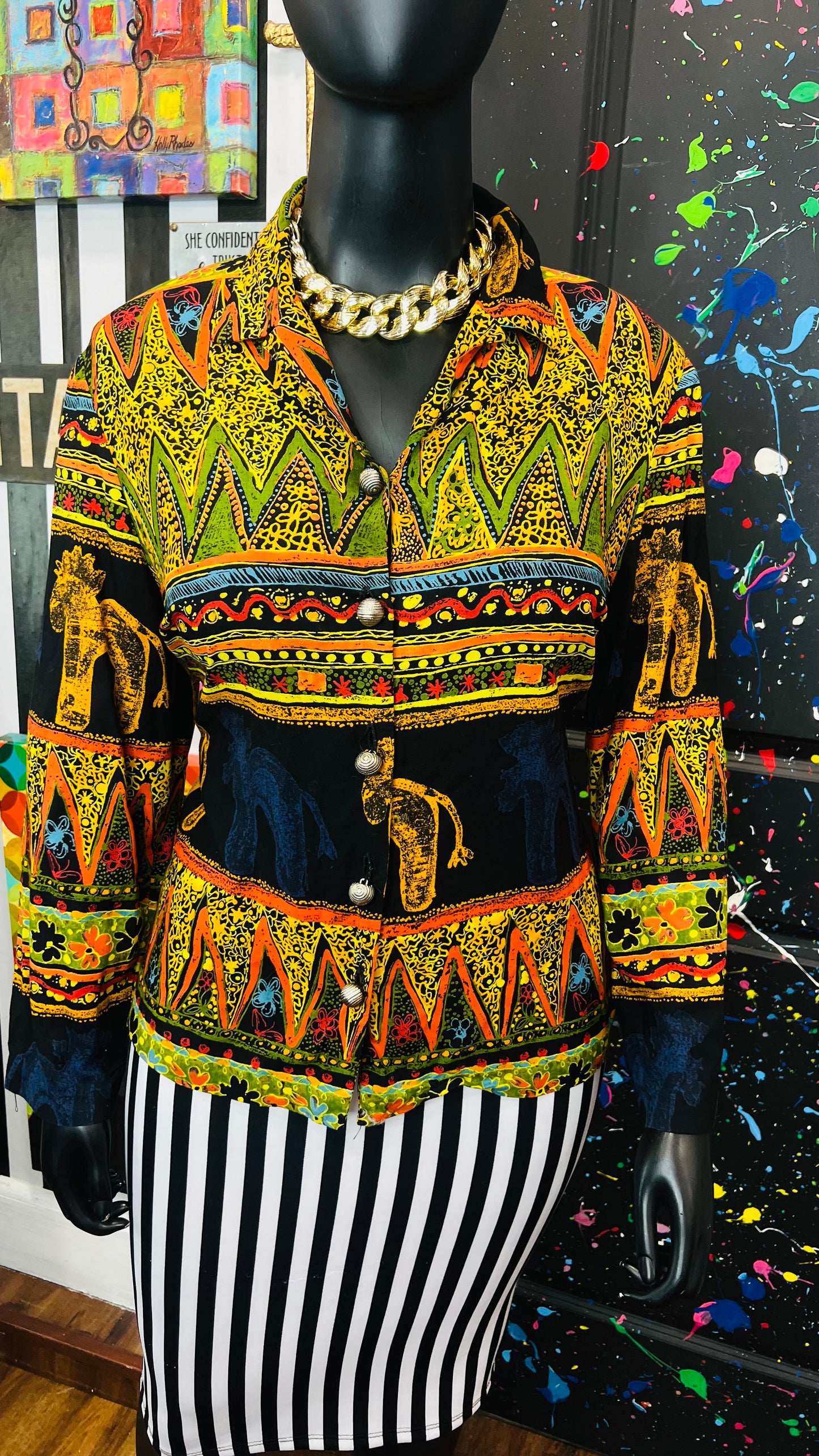 Vintage Abstract 90’s Rayon Blouse (18W)
