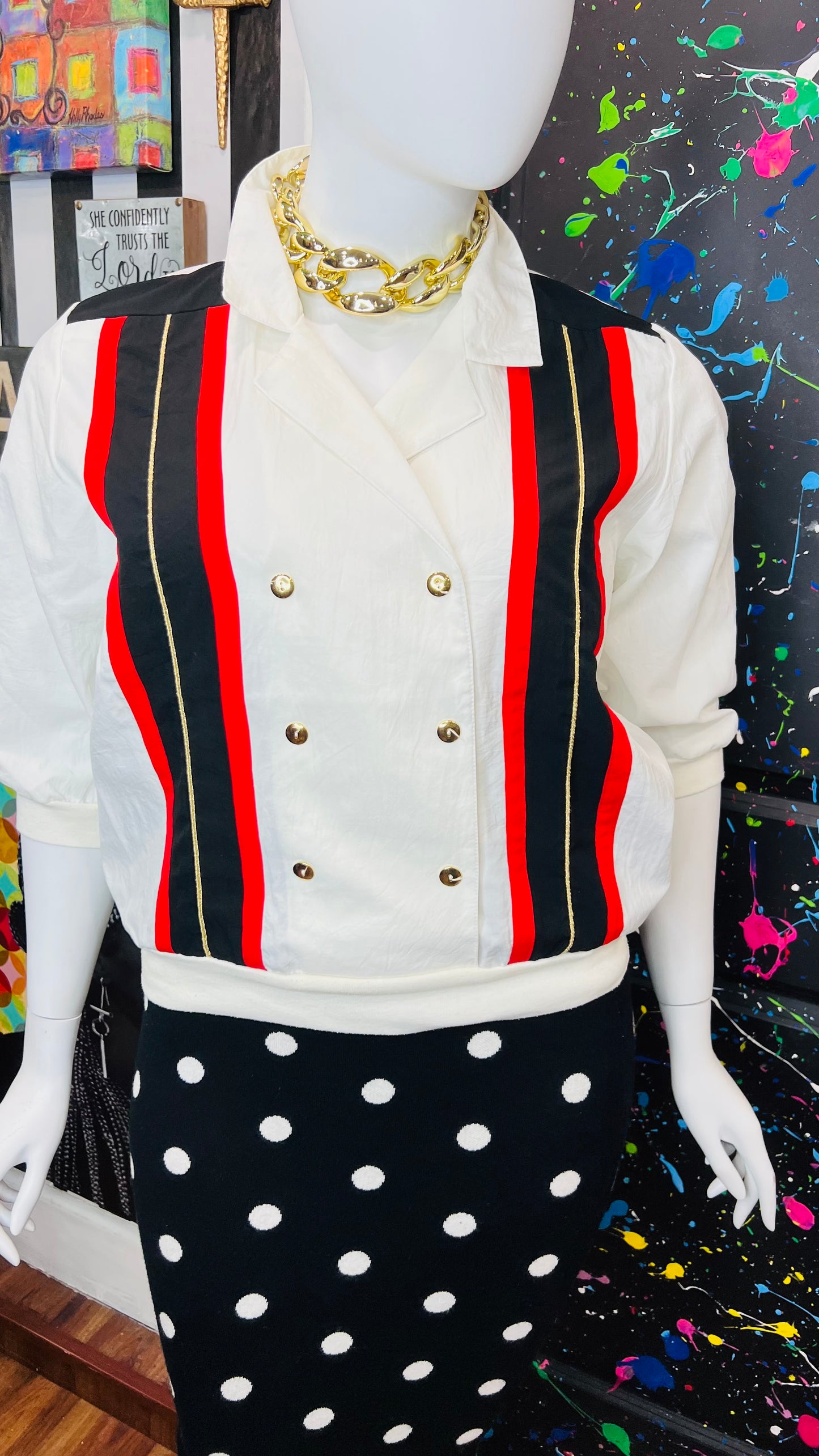 Vintage Red, Black Gold & Blouse (16)