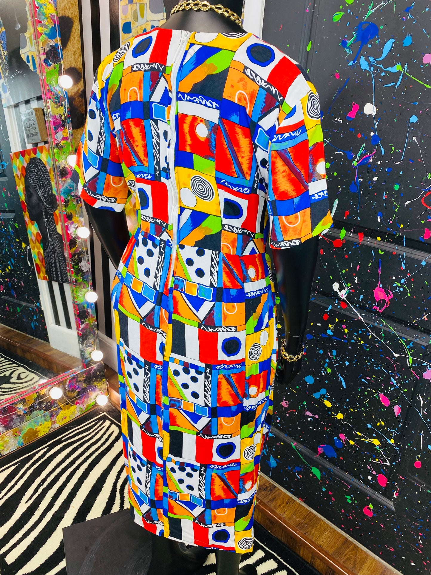 Vintage Multicolored Wraparound Dress