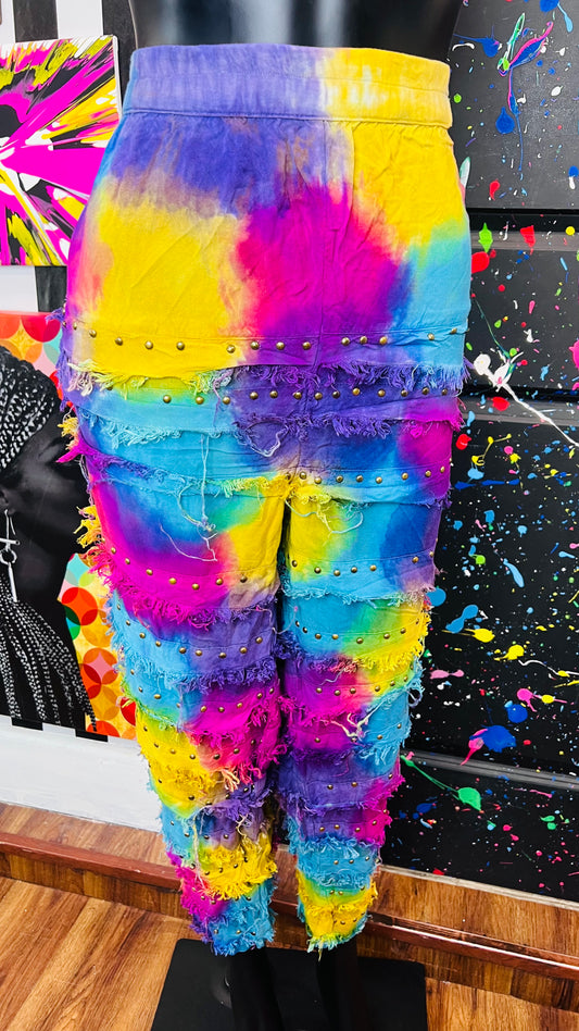 Vintage Rayon Rainbow Studded Pants (12)