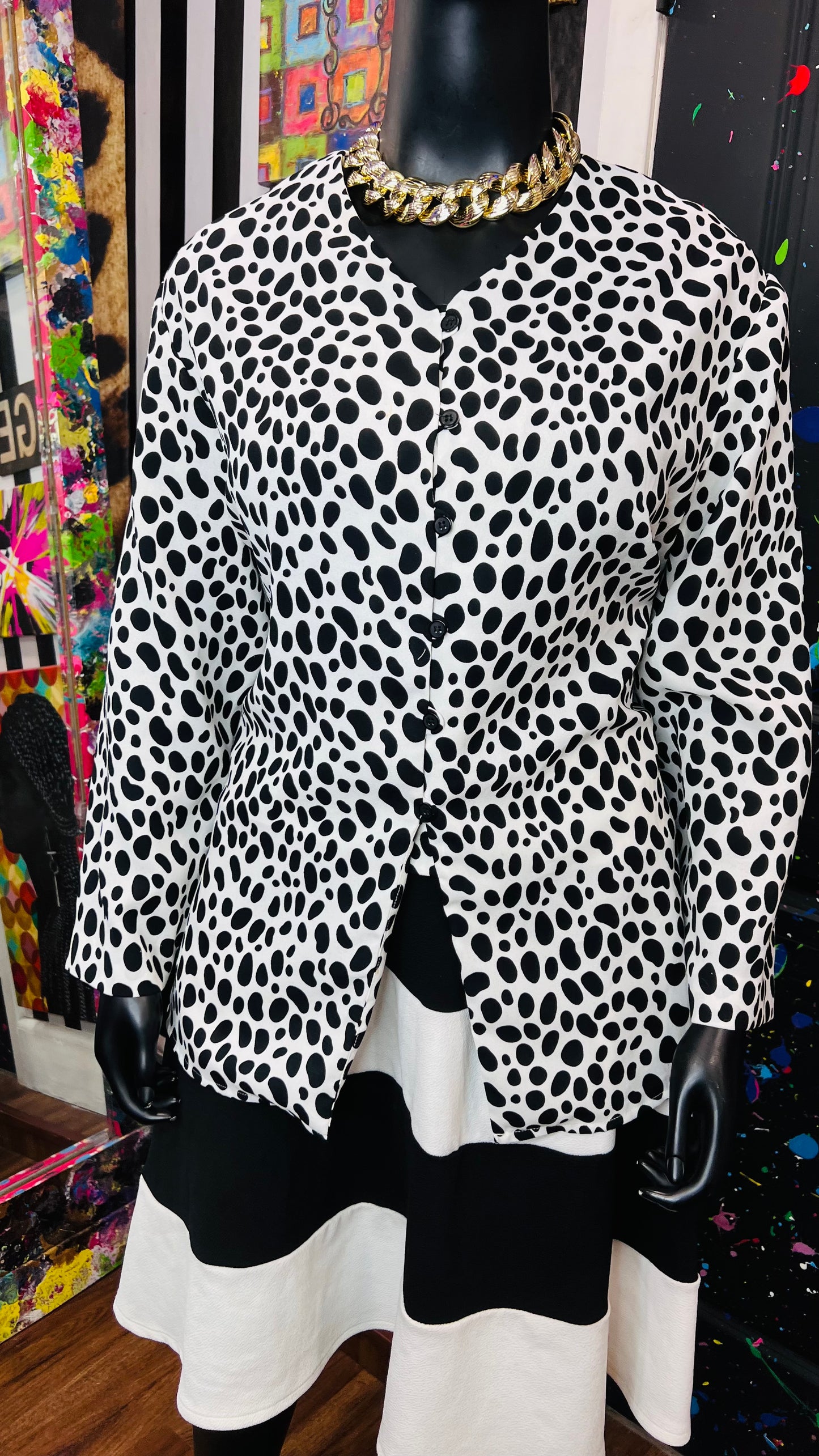 Black & White Animal Print Blouse (24)