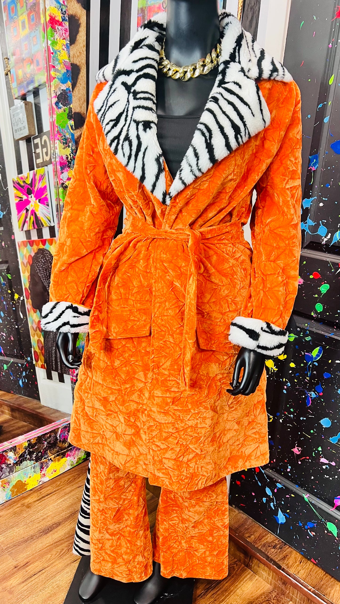 Orange & Zebra Bell Bottom Pants Suit (14)