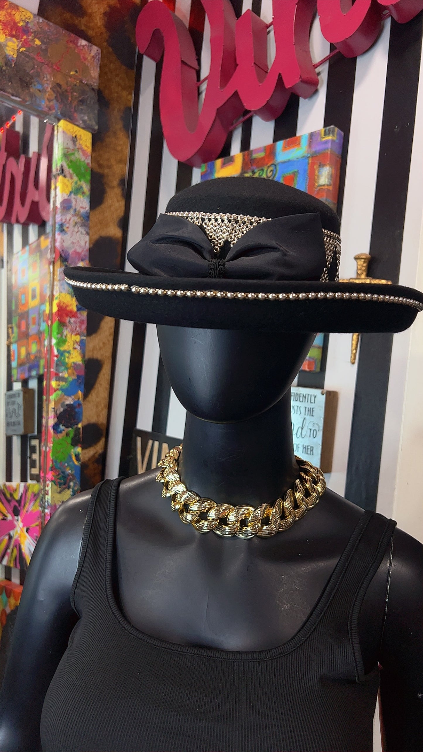 Vintage Silver & Black Hat
