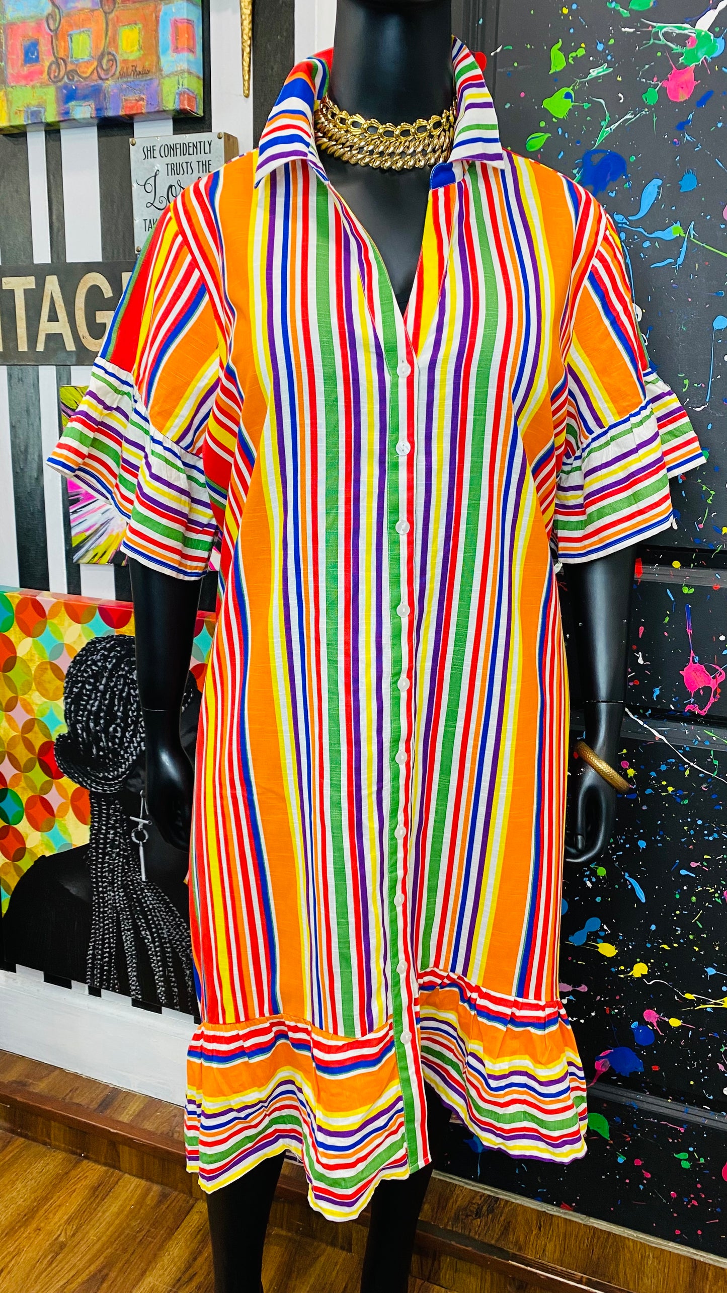 New w/ Tags Ashley Stewart Striped Hi- Low Dress (22/24)