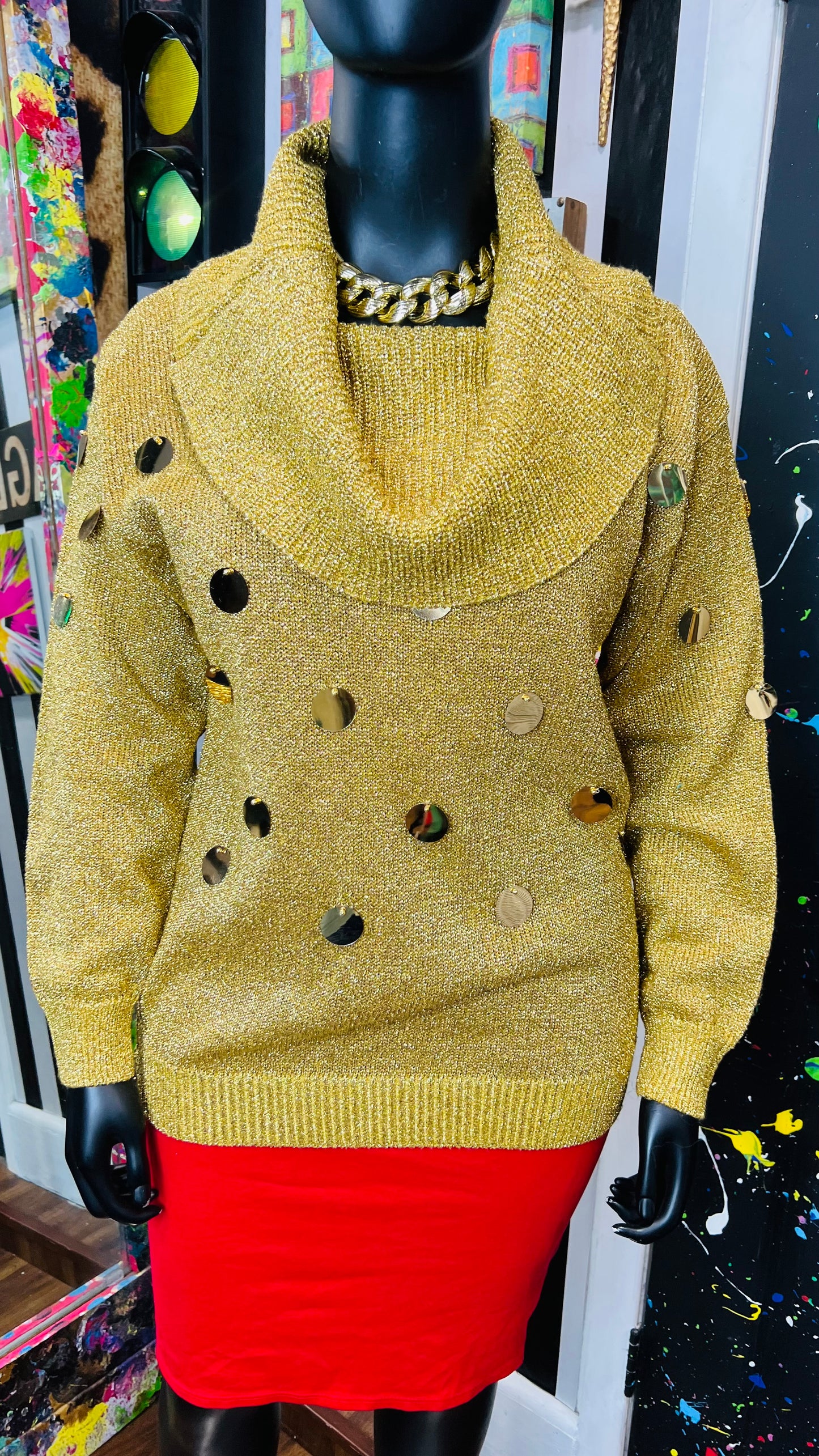 Vintage Plus Size Gold & Circle Sweater (18)