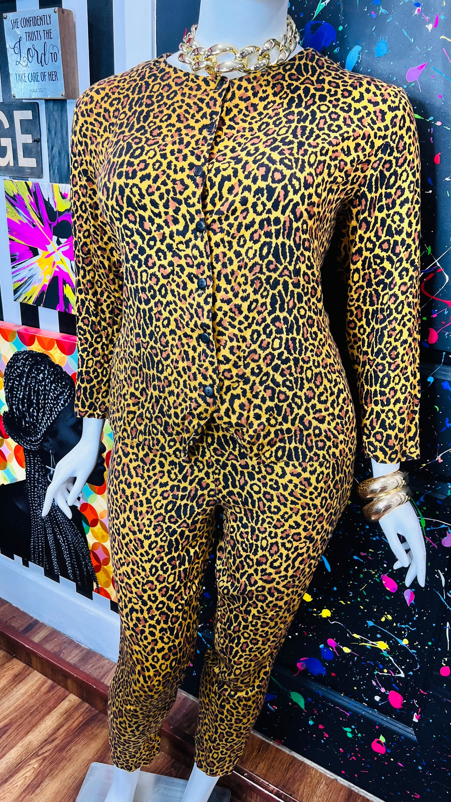 Vintage Rayon Cheetah Pants Set (18)