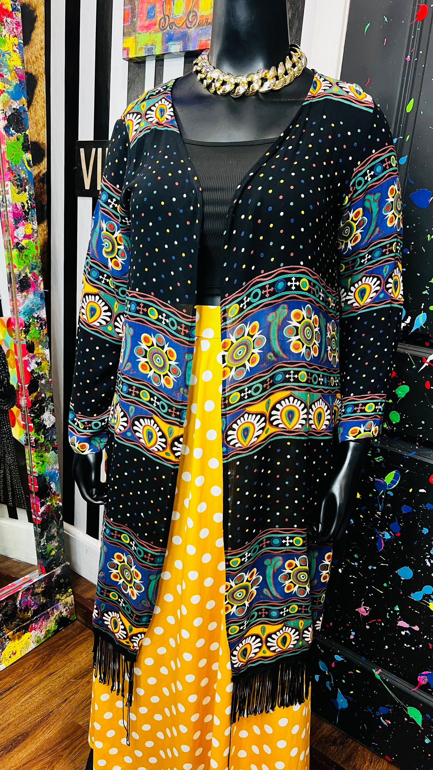 Vintage Abstract Mix Print Duster (12/14)