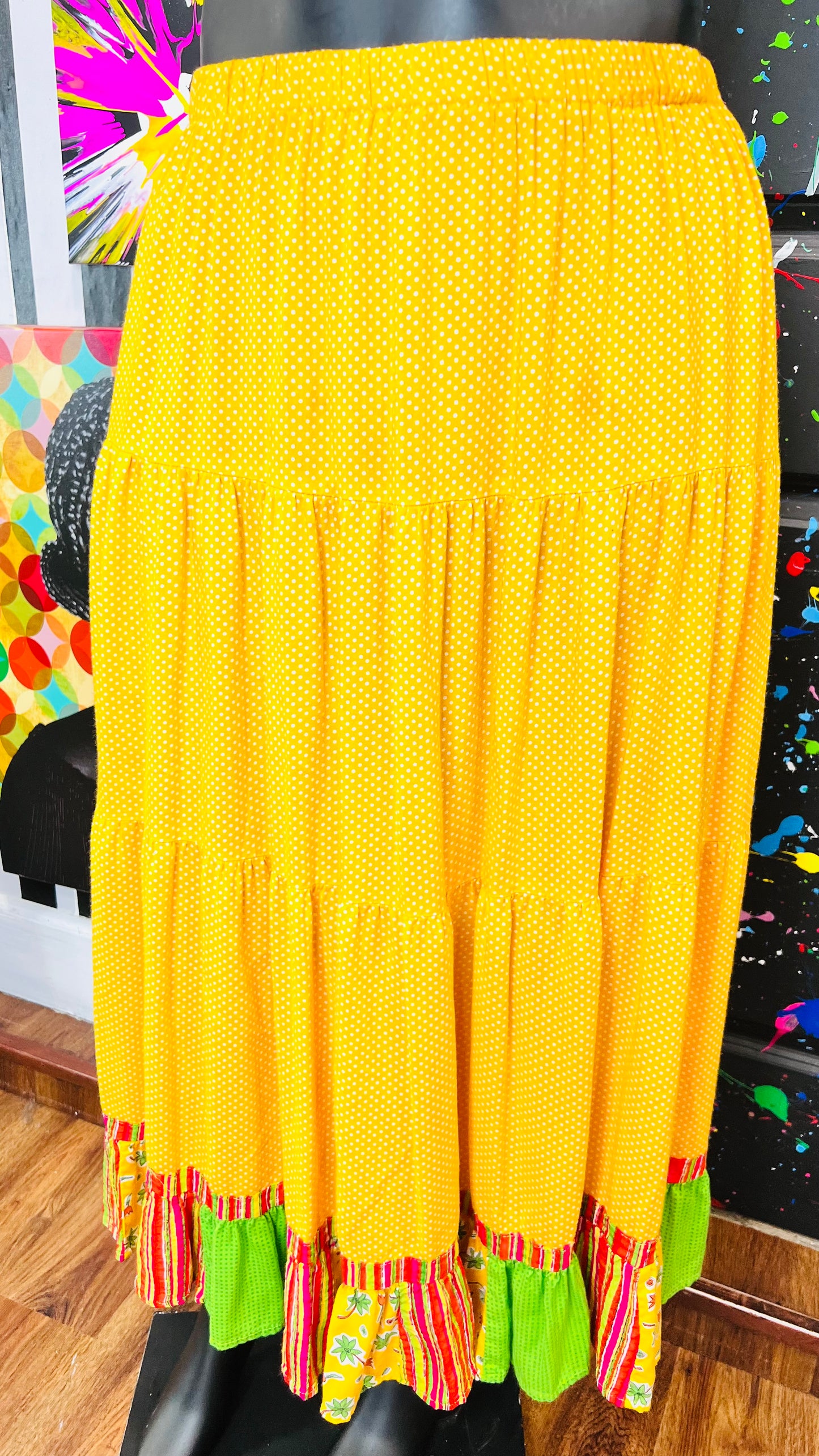 Vintage Rayon Polka Dot Patchwork Skirt (20)