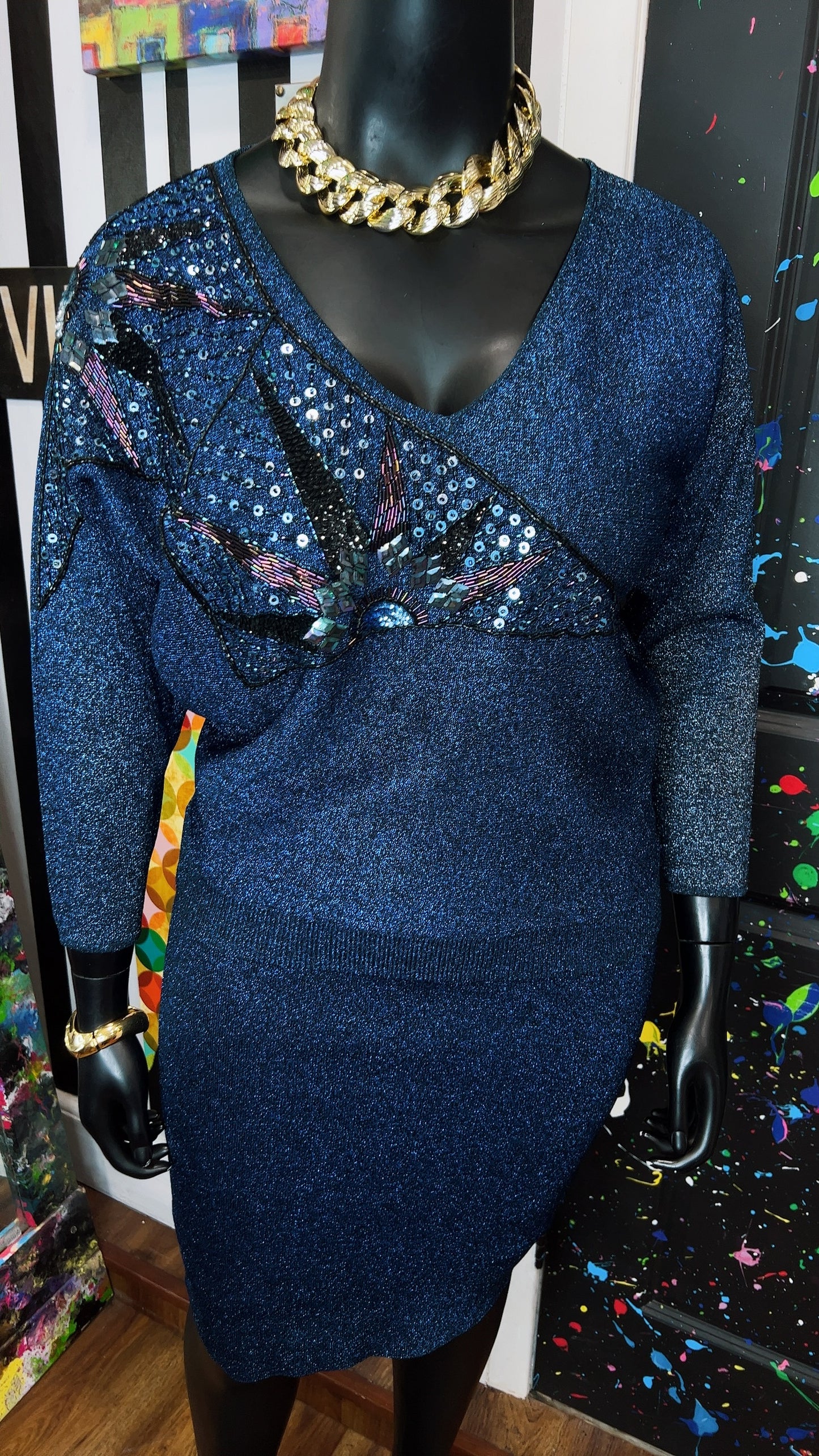 Vintage 80’s Electric Blue Skirt Set (14/16)