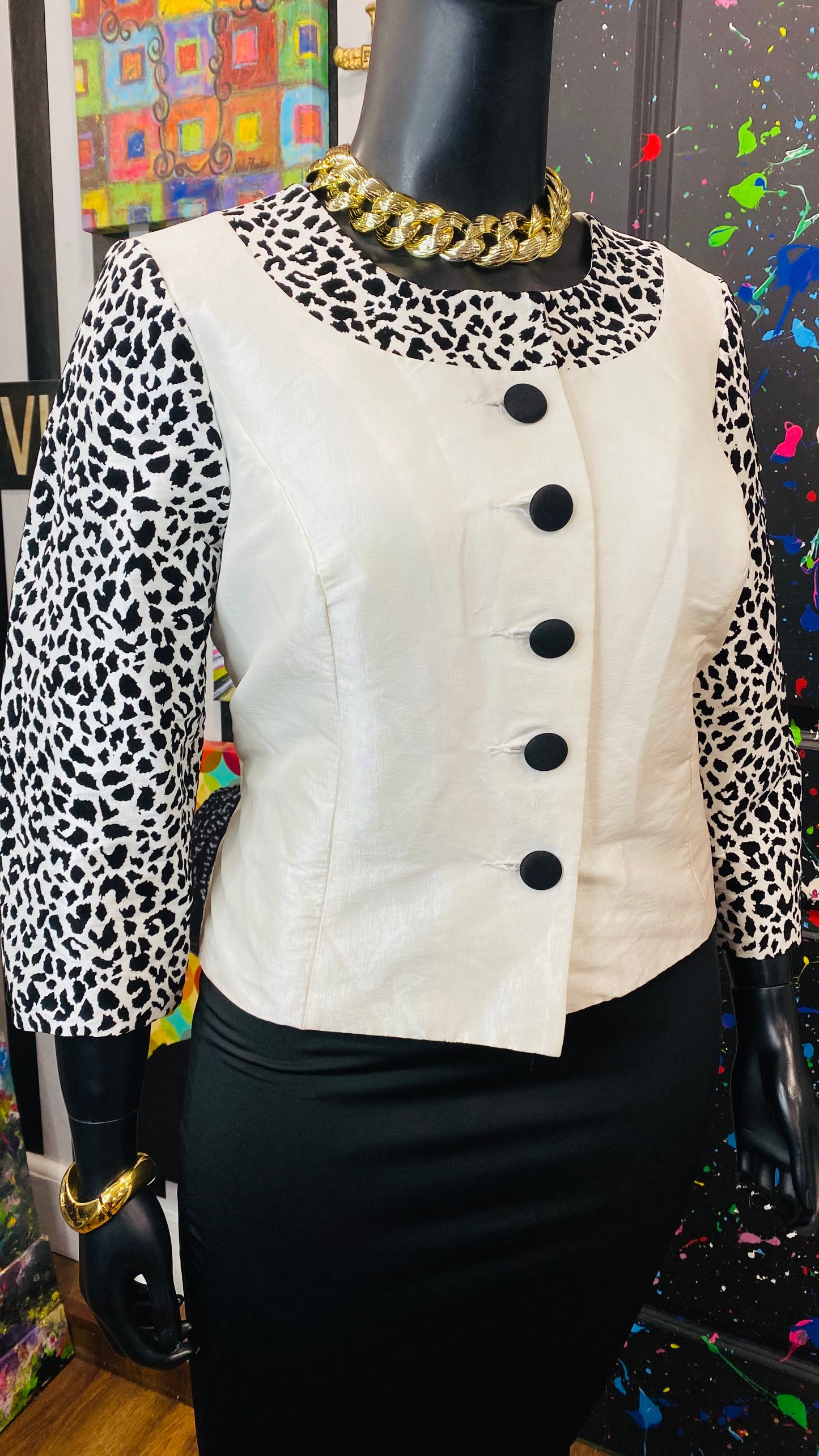 Vintage Animal Print Sleeve Blazer (18W)