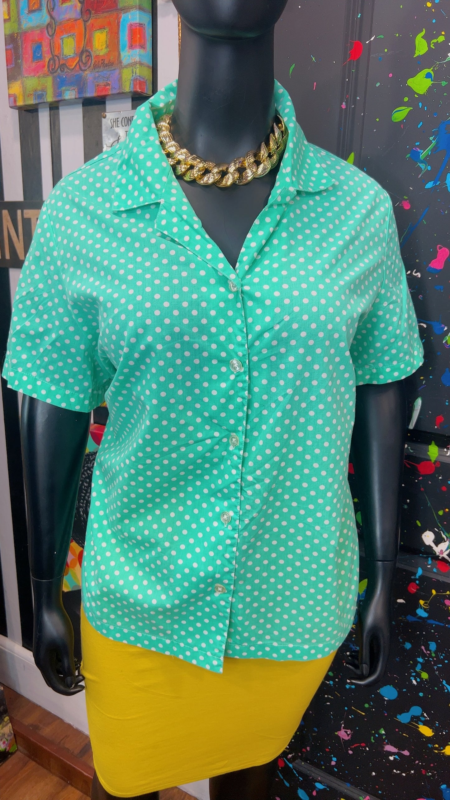 Vintage Cotton Polka Dot Blouse (24)