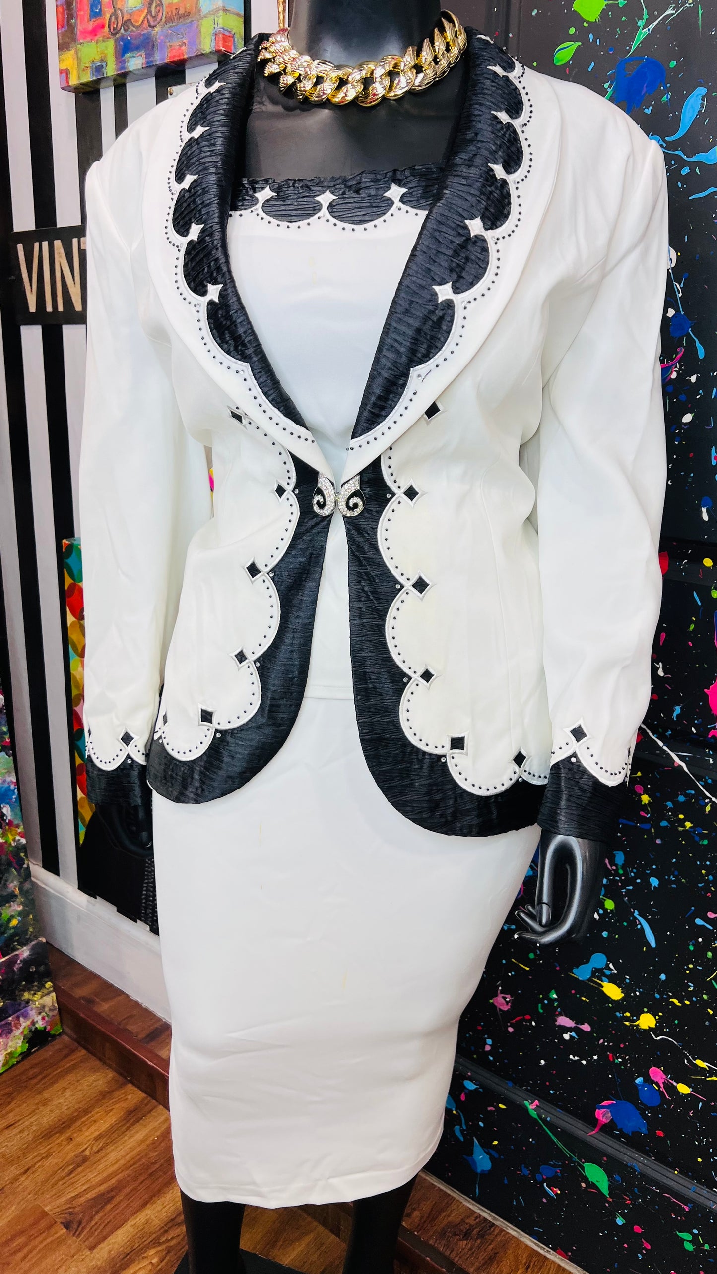 Vintage Black & White Skirt Set (22)