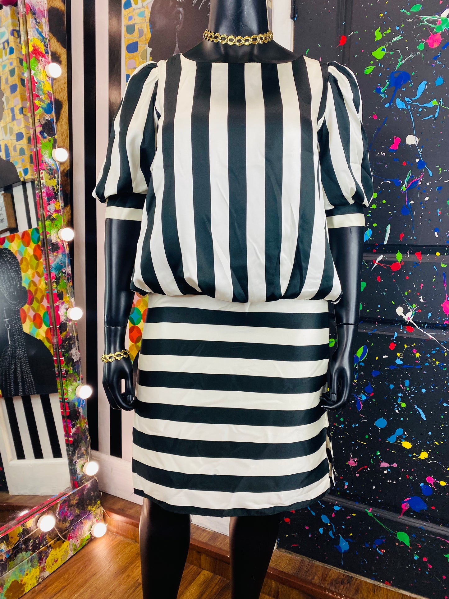 Vintage B&W Striped Dress