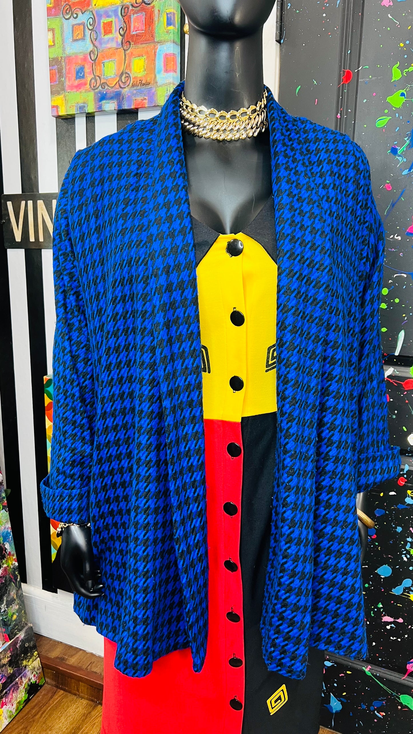 Vintage HoundsTooth Open Swing Coat (22)