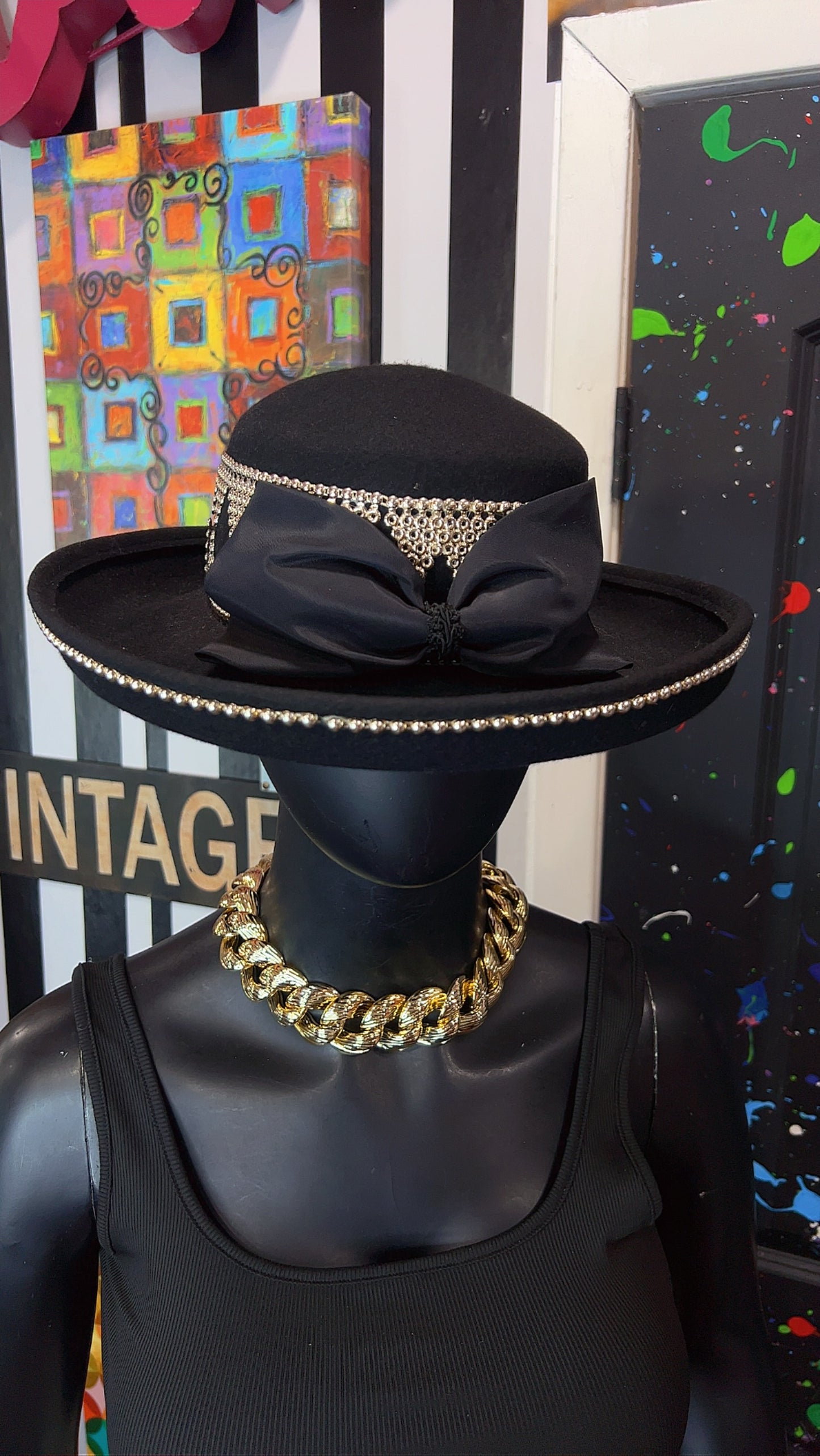 Vintage Silver & Black Hat