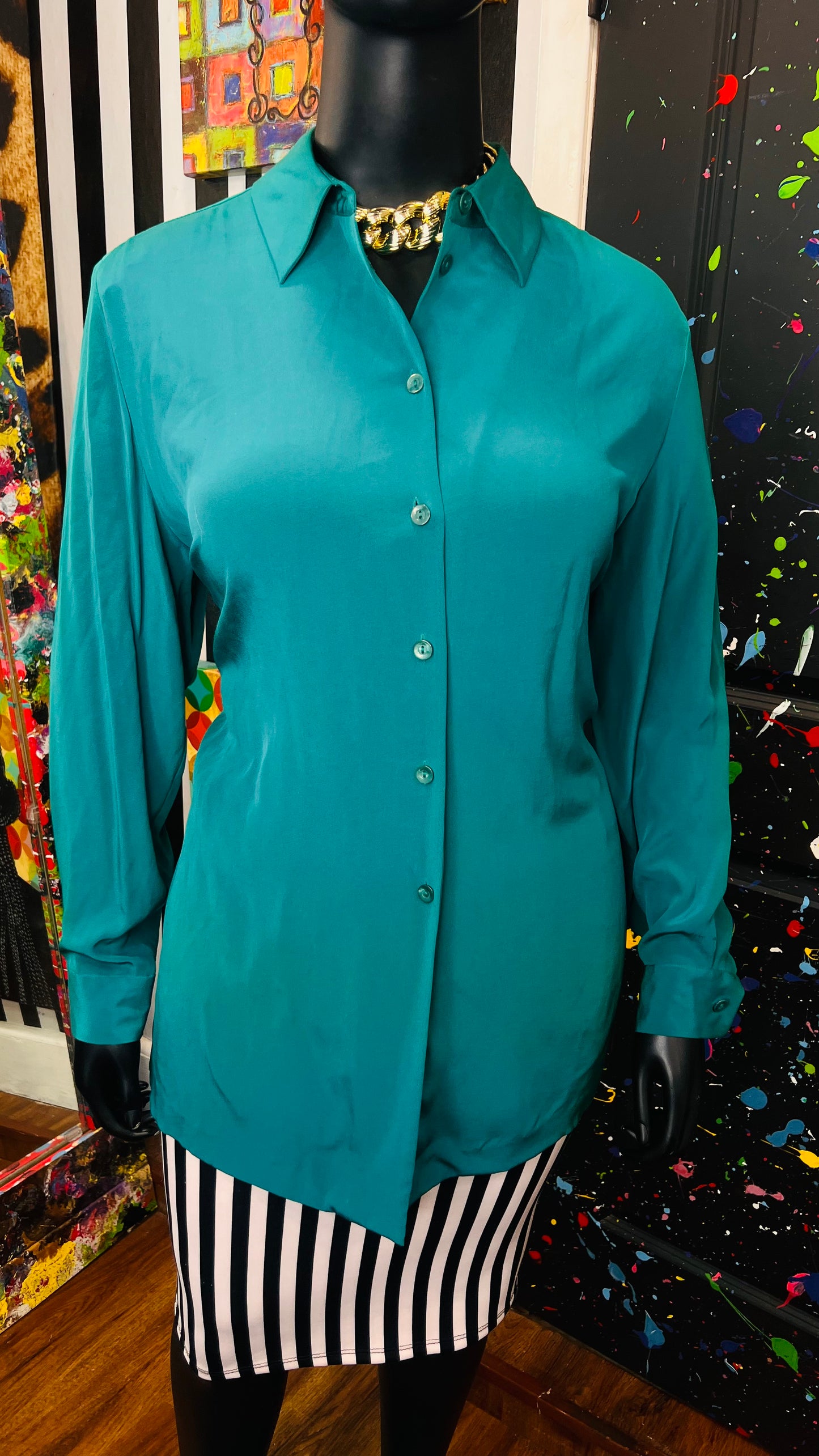 Vintage Teal Blouse (16)