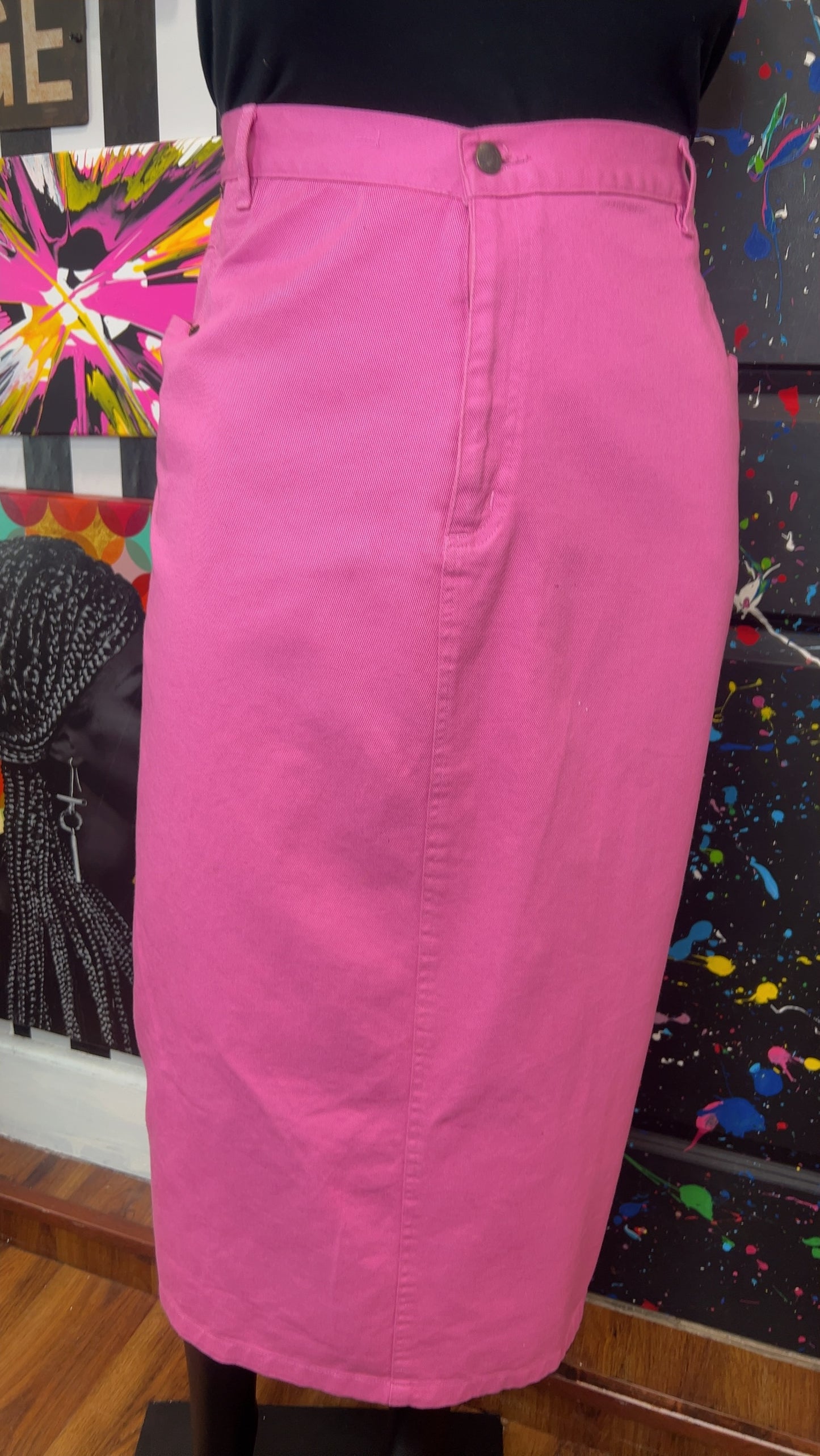 Vintage Pink Denim Skirt (24)