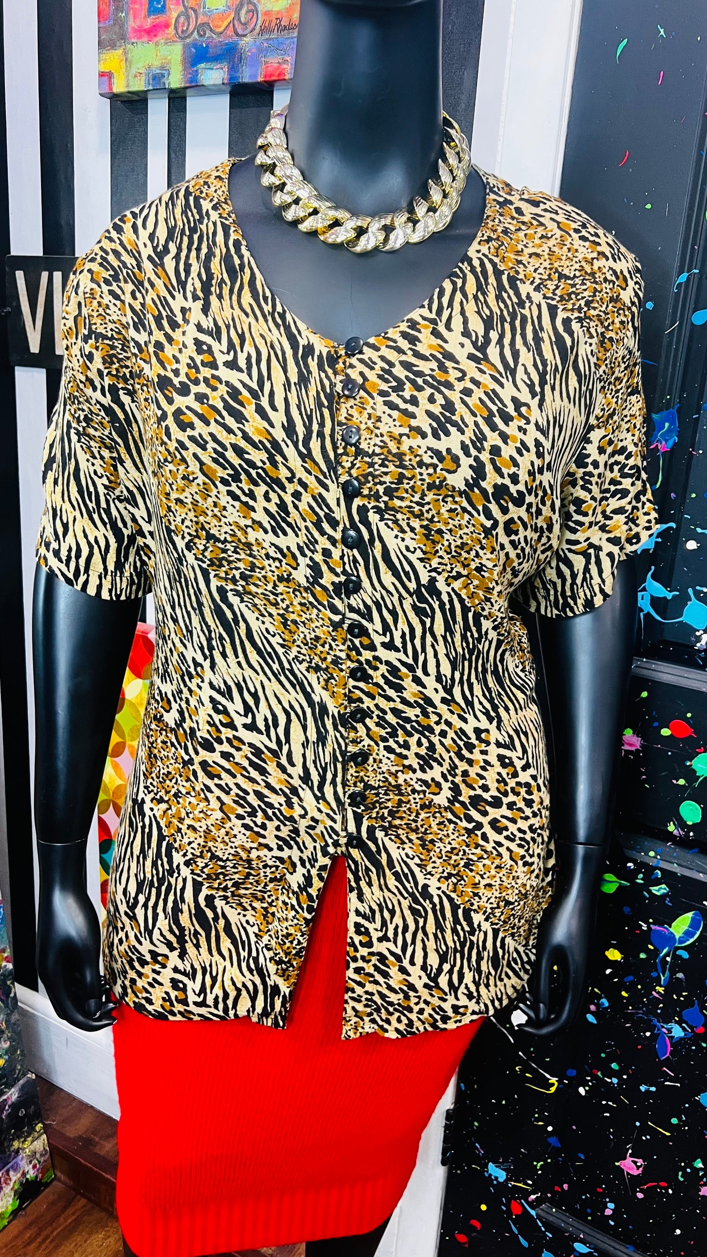 Vintage Rayon Animal Print Blouse (20)