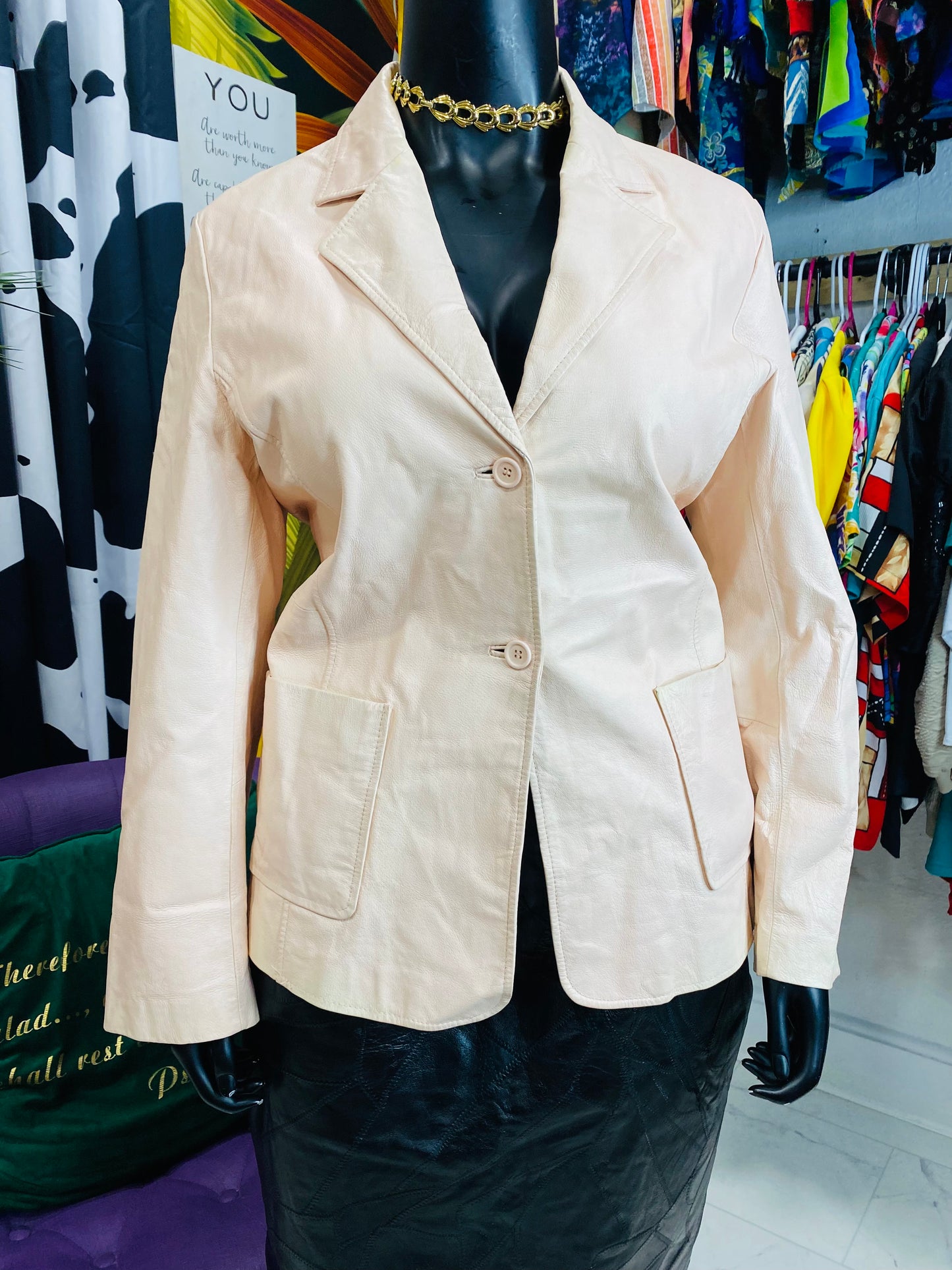 Vintage 100% Pink leather Jacket