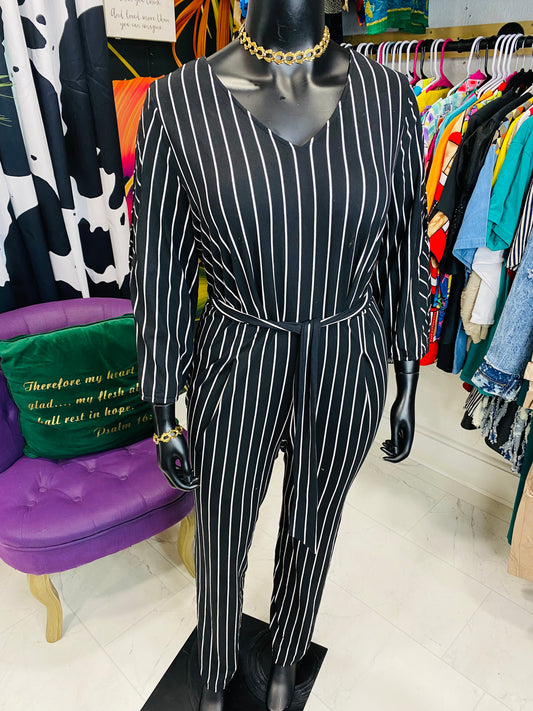 Black & White Striped Jumpsuit