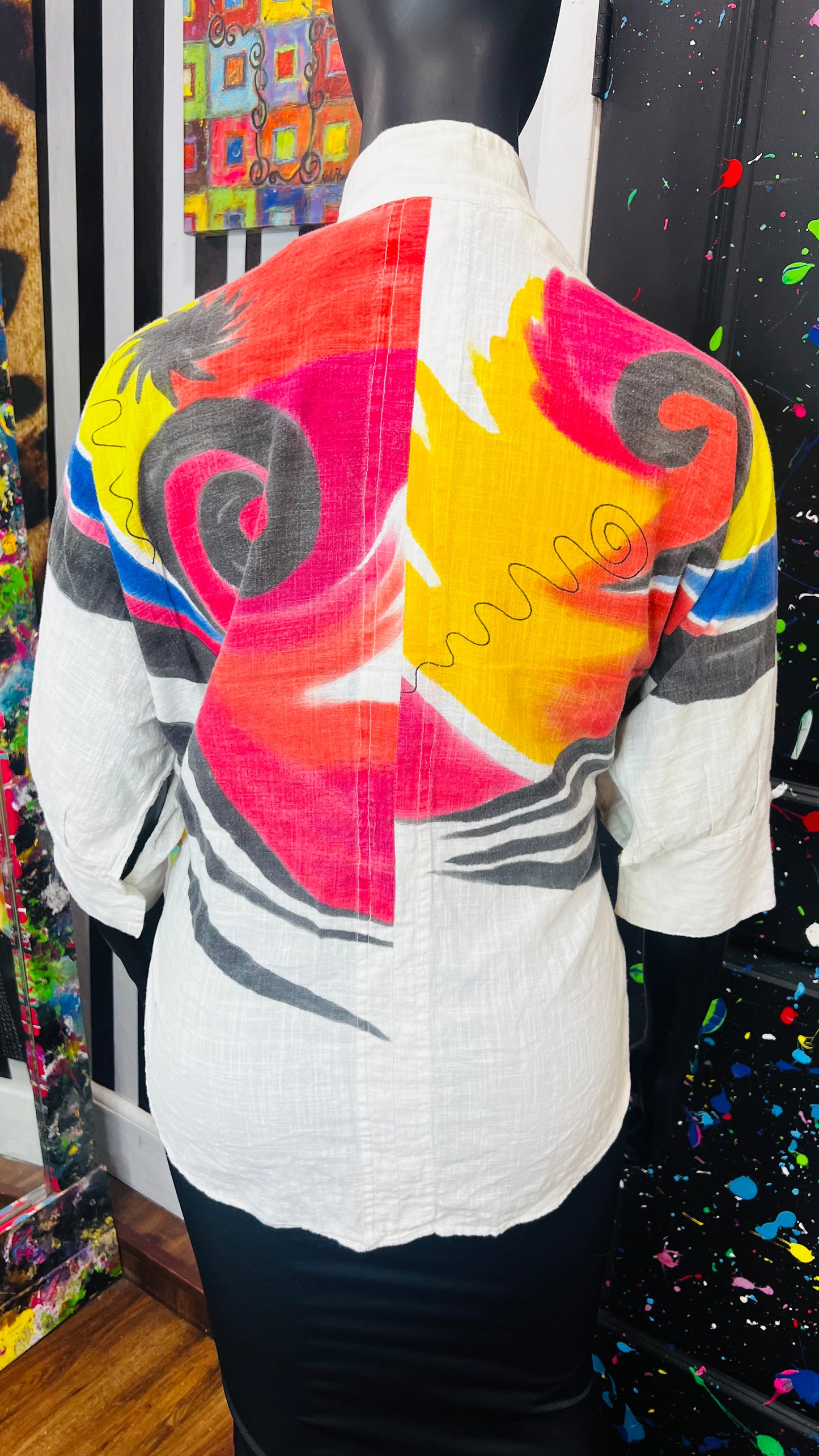 Abstract Print Linen Blouse (16)