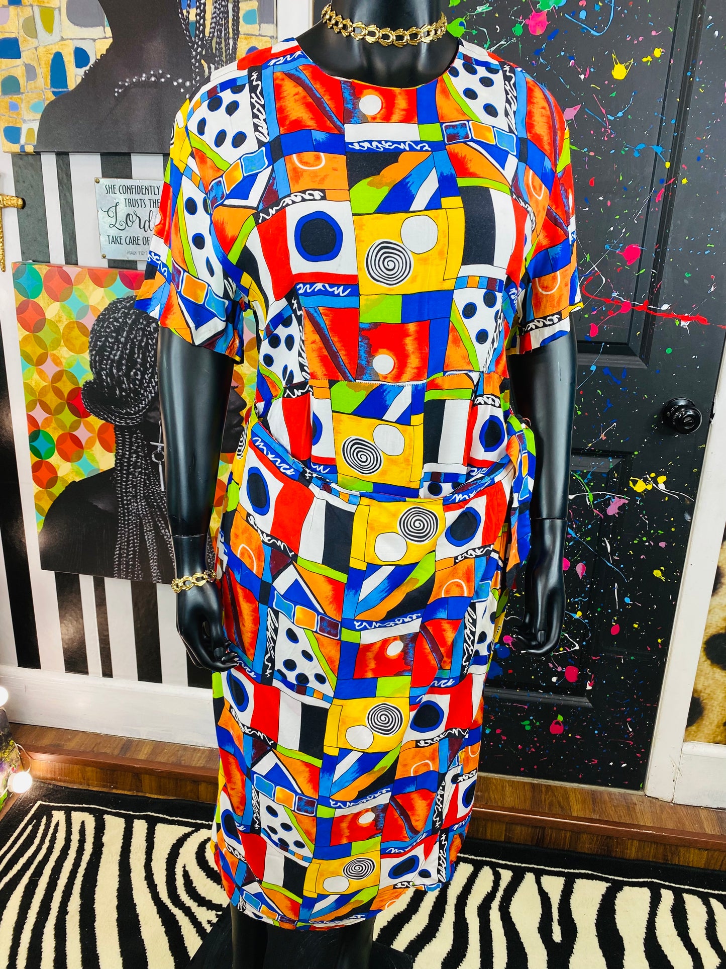 Vintage Multicolored Wraparound Dress