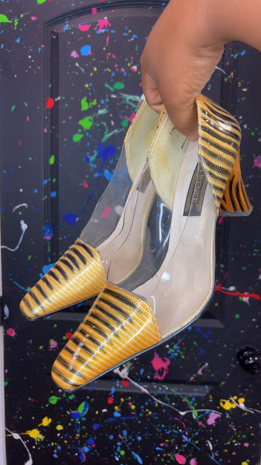 Vintage Clear Gold & Black Heels (11)