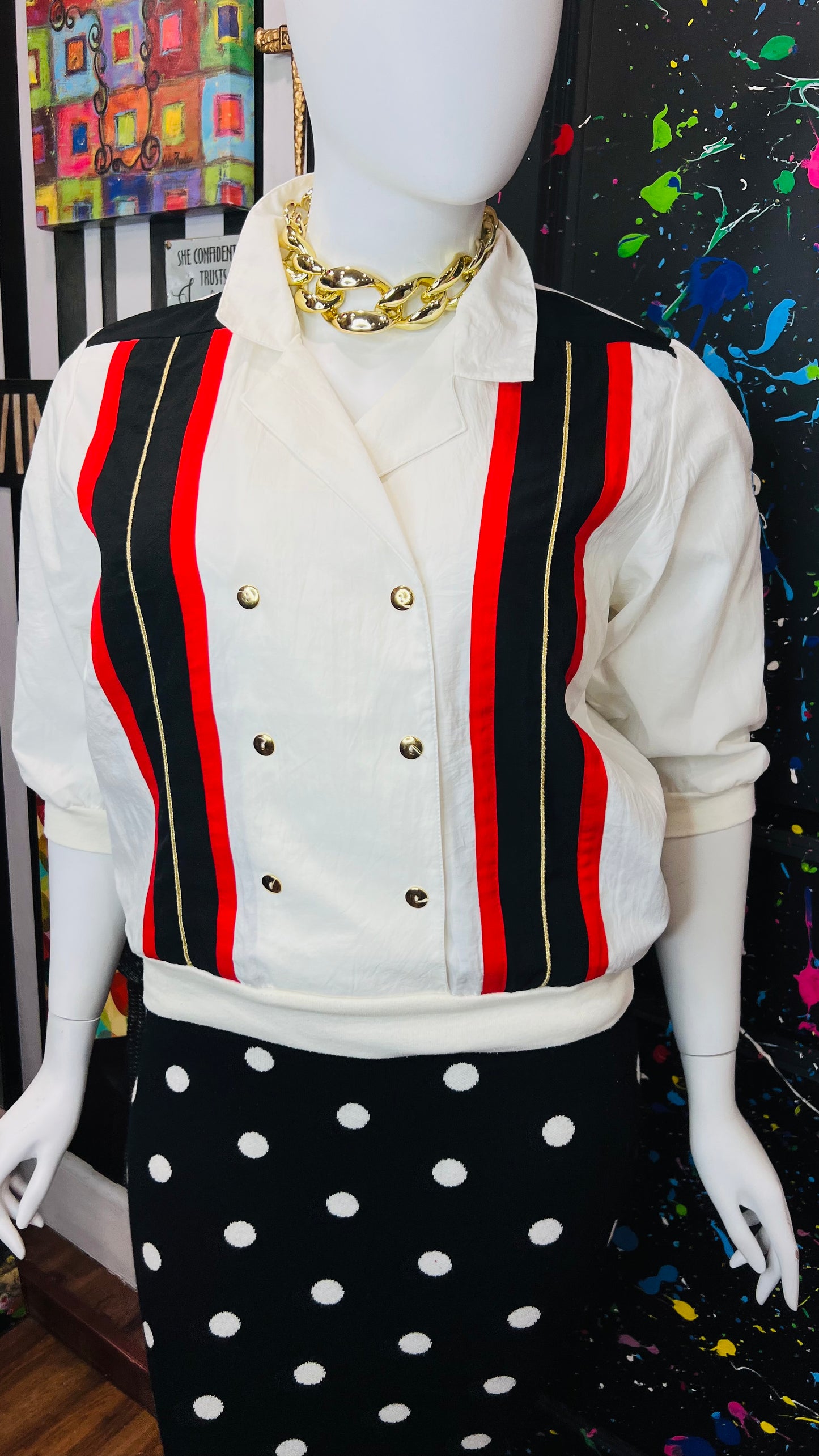 Vintage Red, Black Gold & Blouse (16)