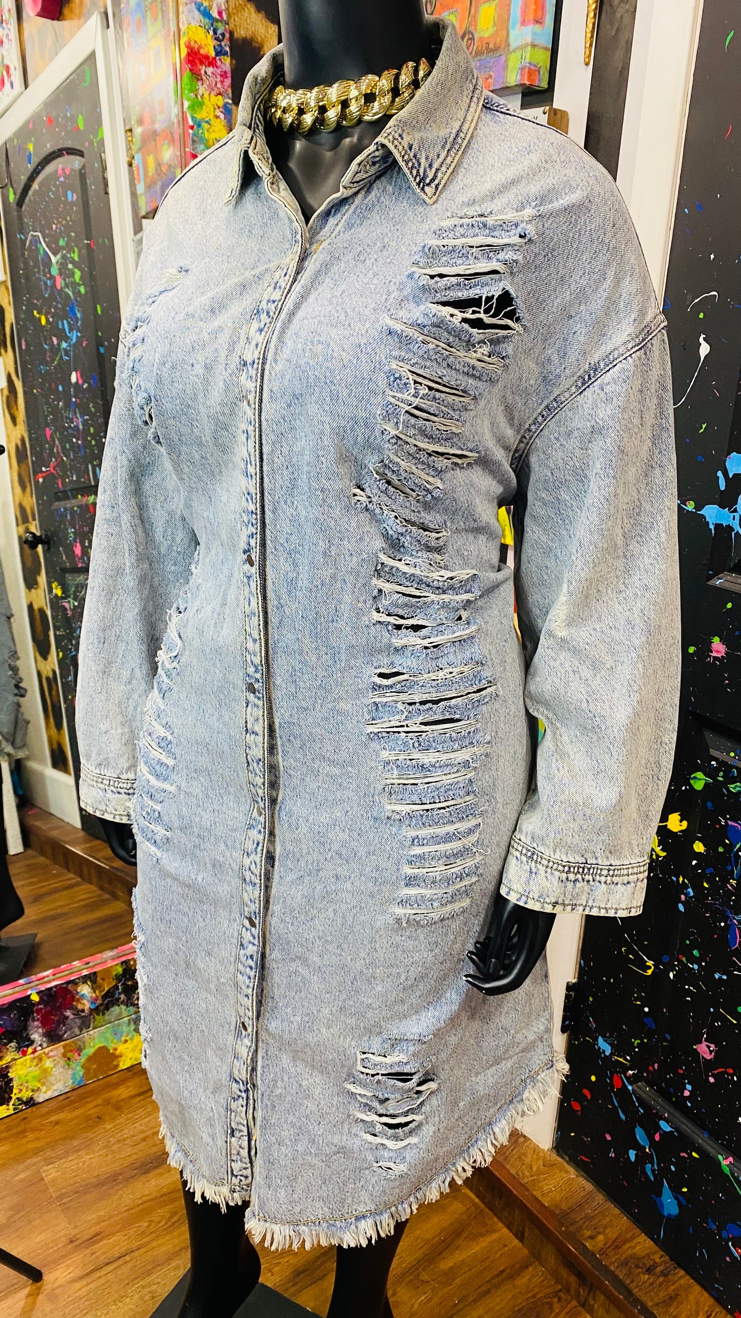 Distressed Denim Duster/Dress (24)