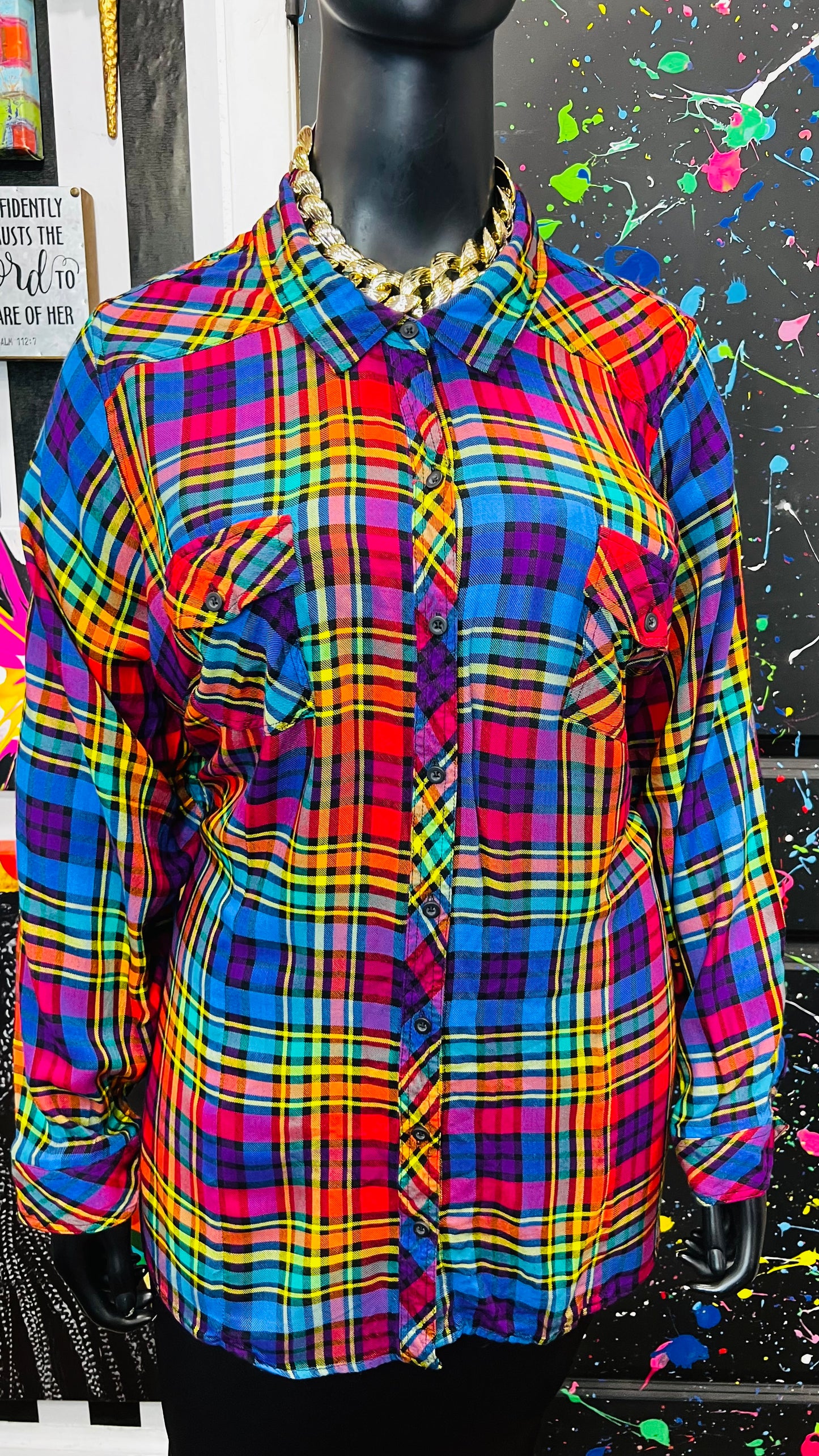 Torrid Rainbow Plaid Blouse (24)
