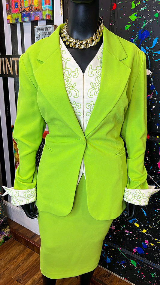 Vintage Green & White Skirt Suit (22)