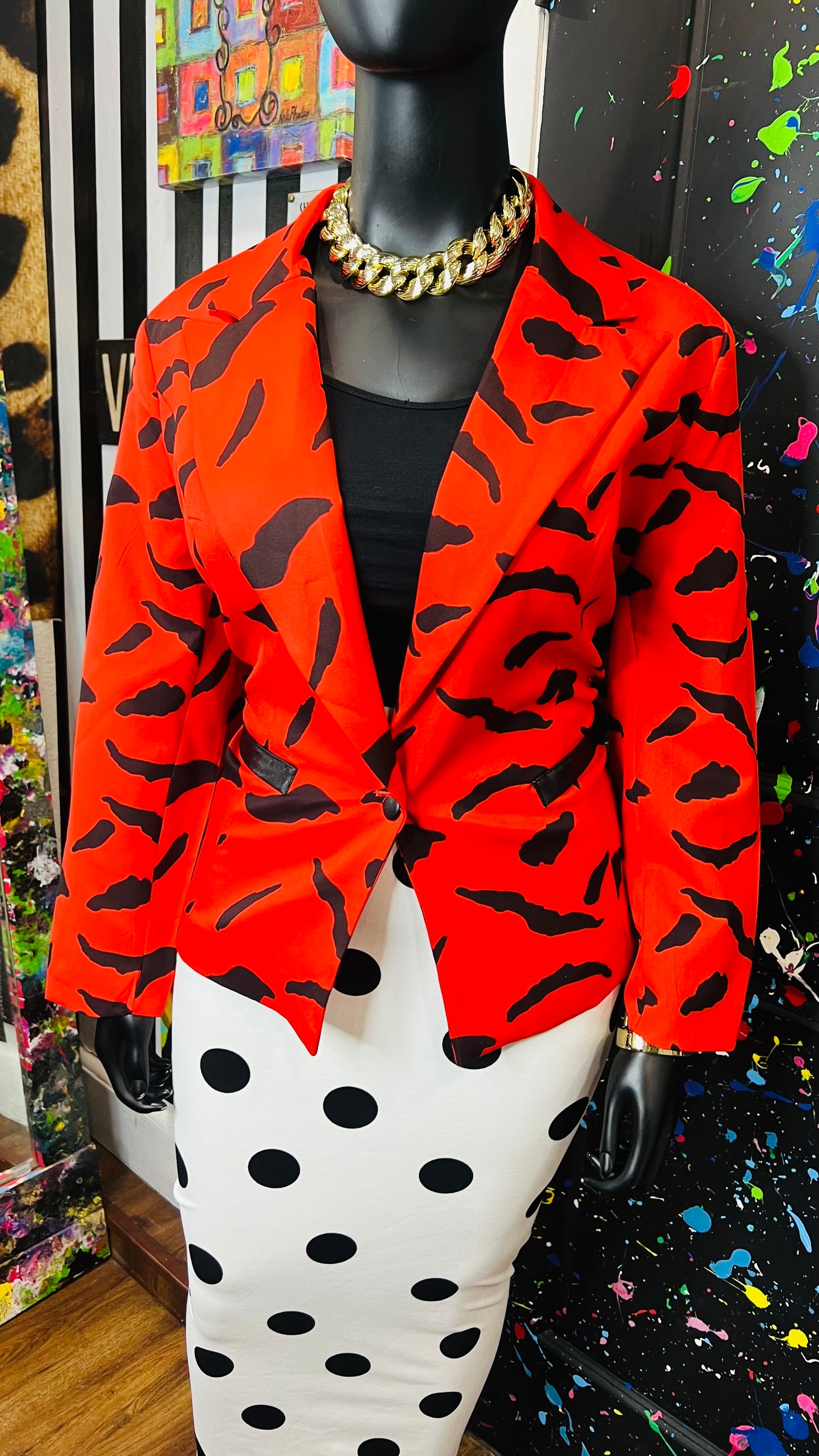 Vintage Inspired Dorinda Clark Cole Red & Black Blazer (24W)