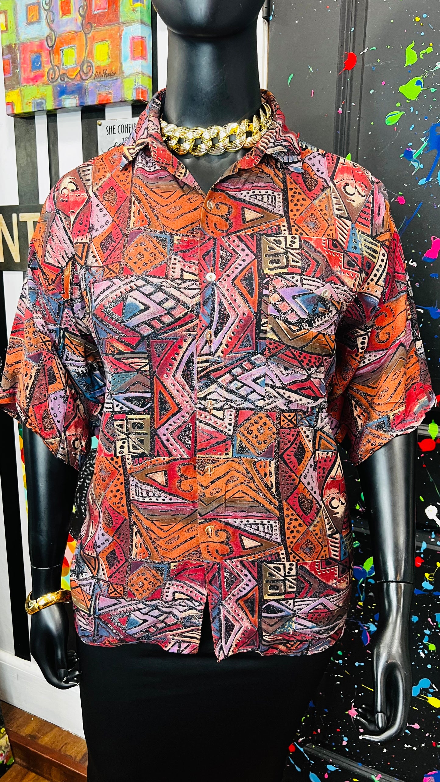 Vintage Rayon Abstract Blouse (22)