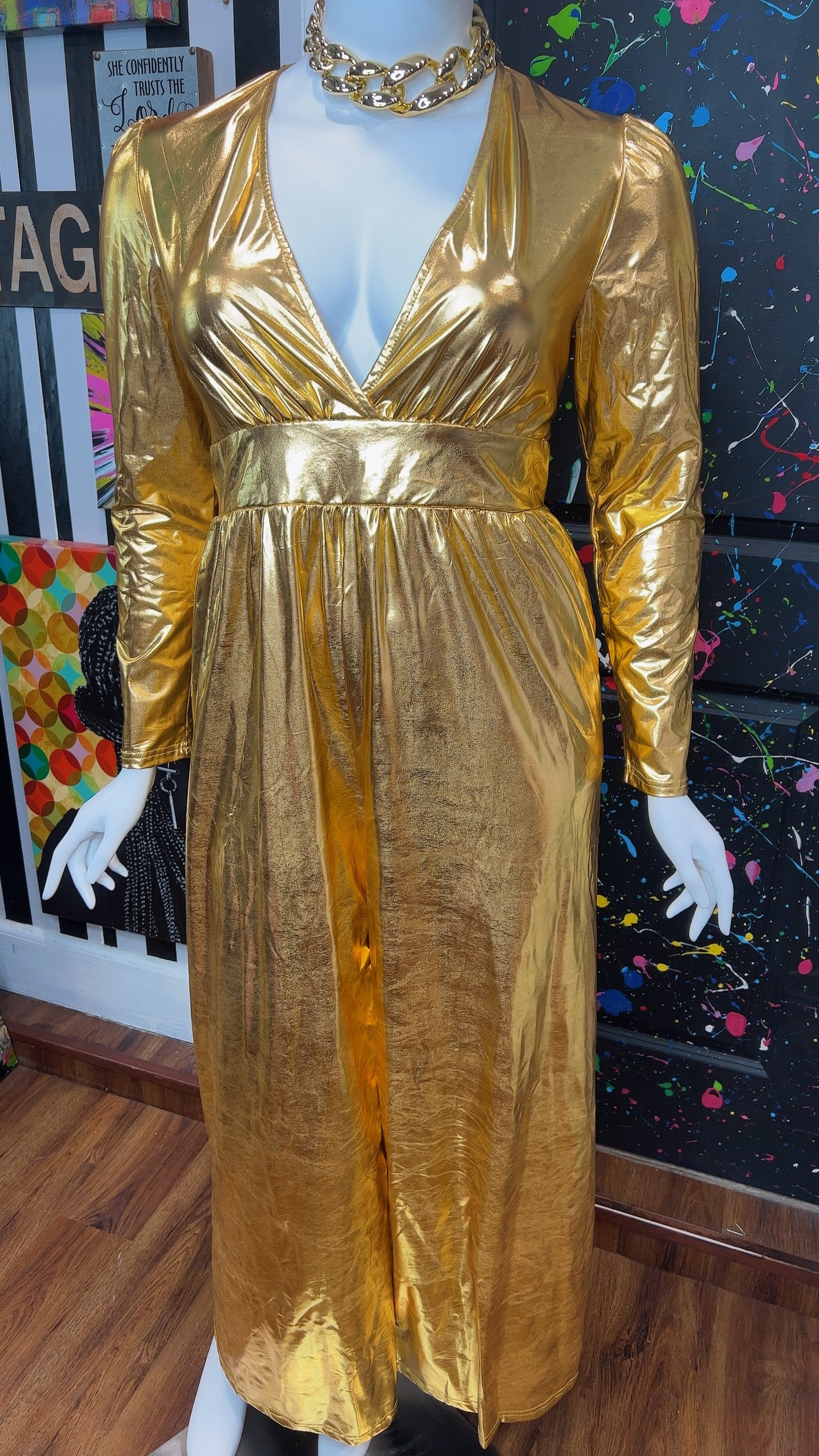 Metallic Gold Jumpsuit New W/Tags (14)
