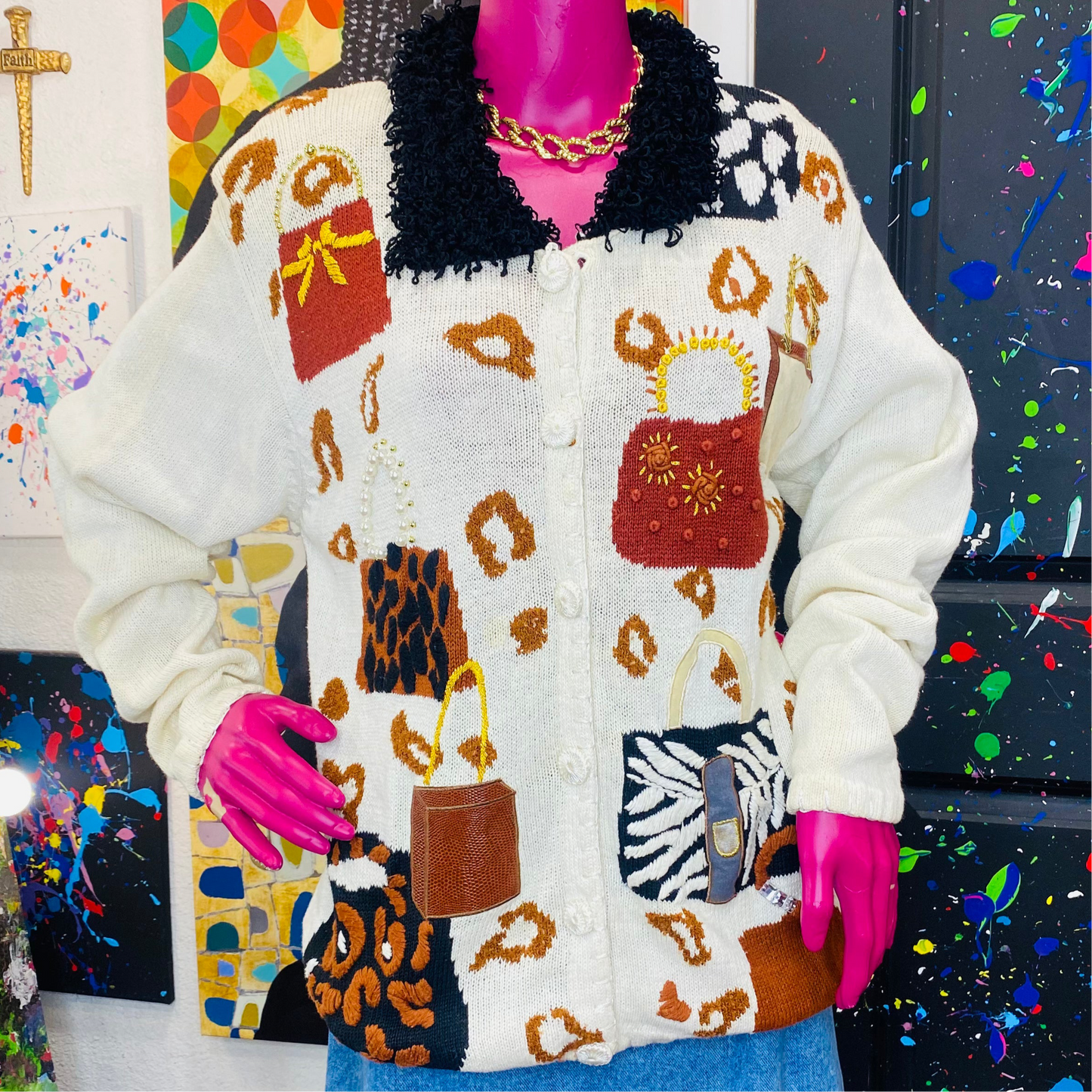 Vintage Lipstick & Purse Victoria Morgan Knit Cardigan (16)