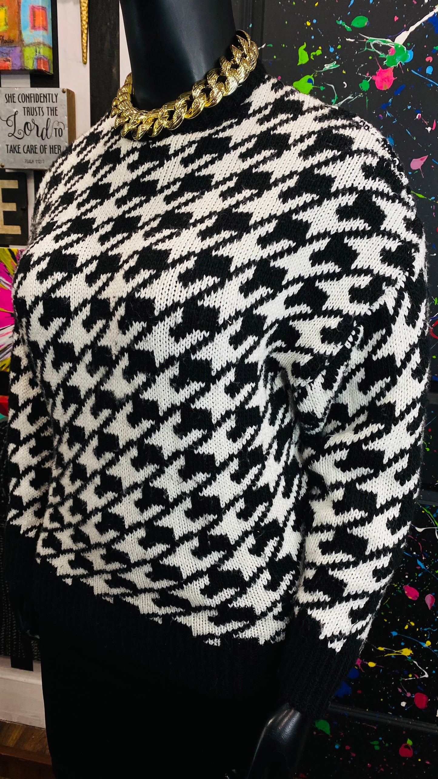 Zara Black & White Houndstooth Sweater (18/20)