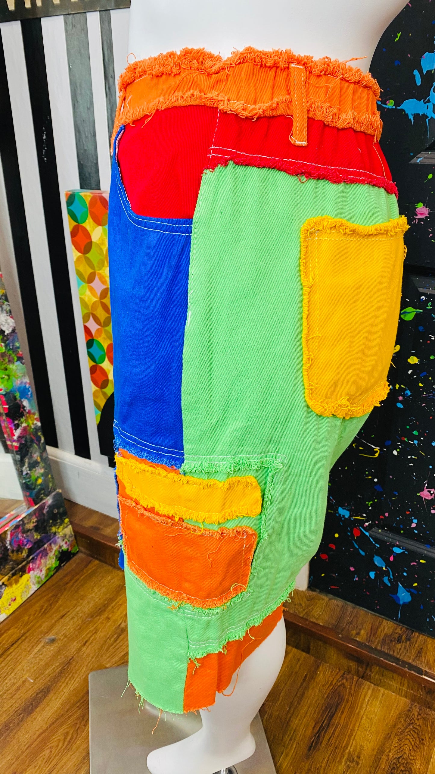 Color Block Denim Cut Jeans (18)