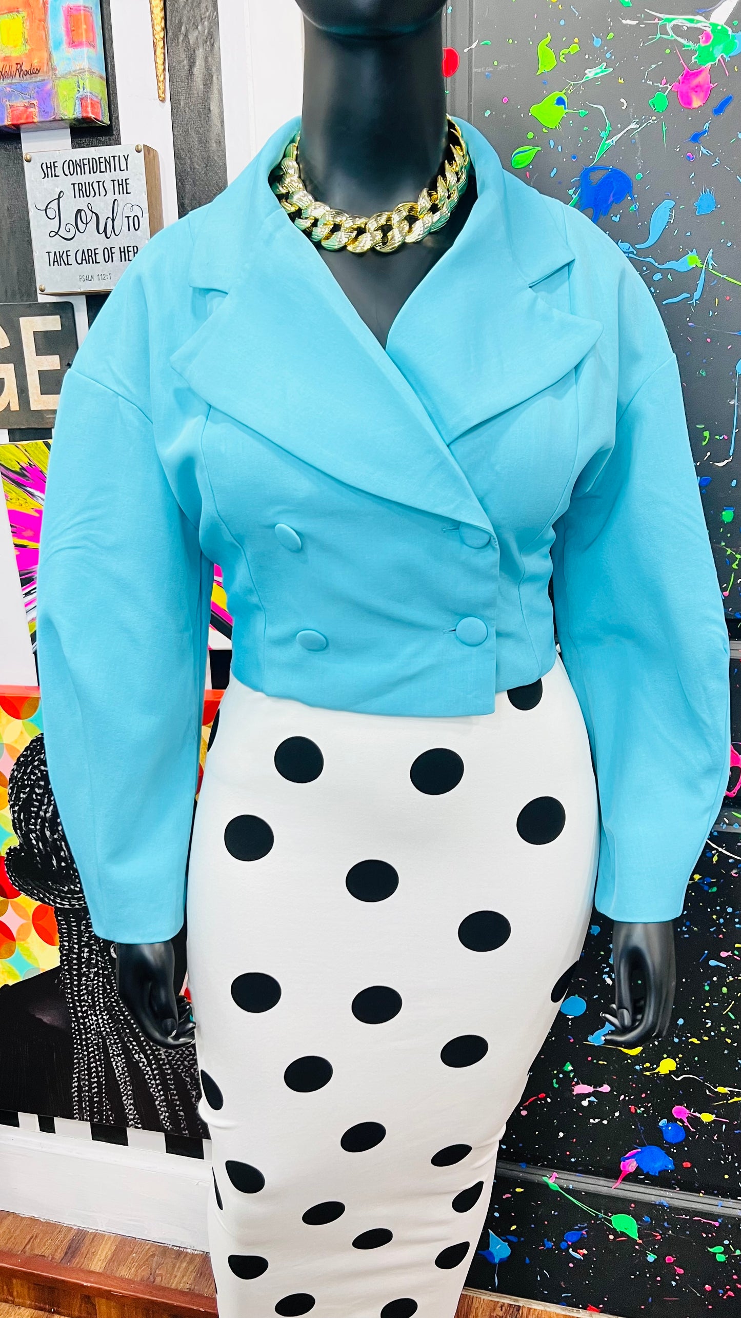 Vintage Inspired Puff Sleeves Cropped Blazer (16)