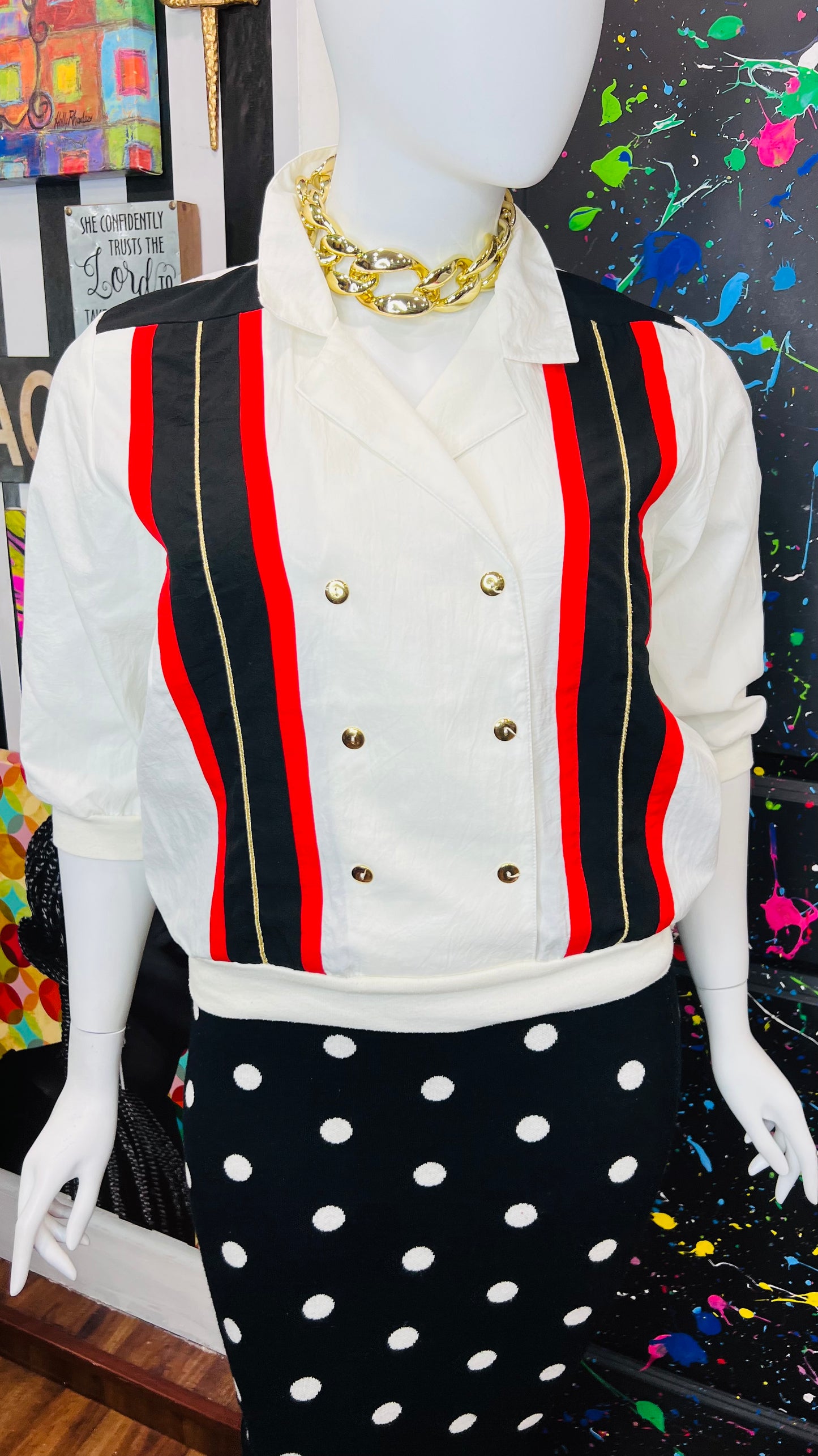 Vintage Red, Black Gold & Blouse (16)