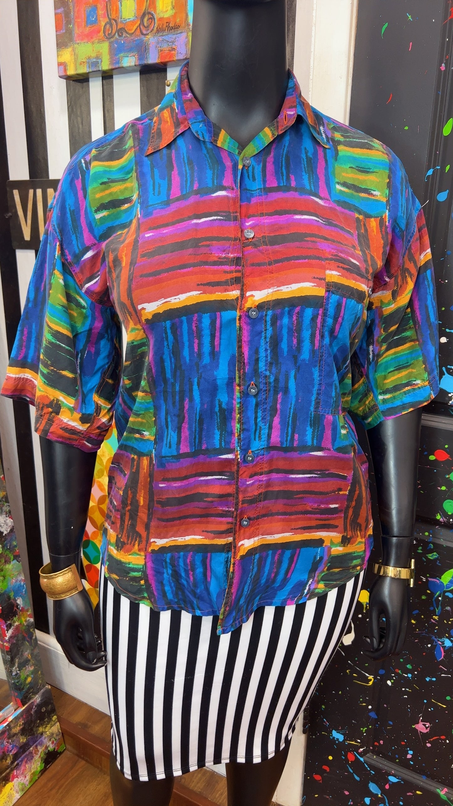 Vintage Abstract 90’s 100% Silk Blouse (16)