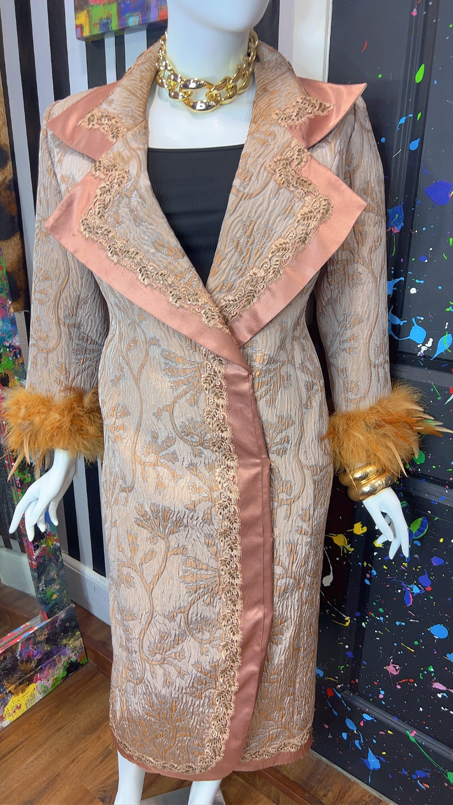 Vintage Long Statement Couture Blazer w/ Faux Fur (16)