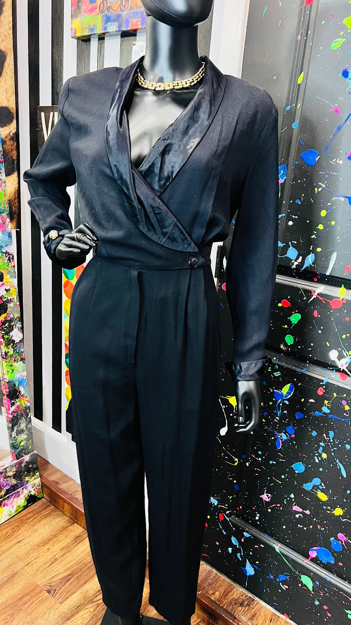 Plus Size Vintage Black Jumpsuit (14P)
